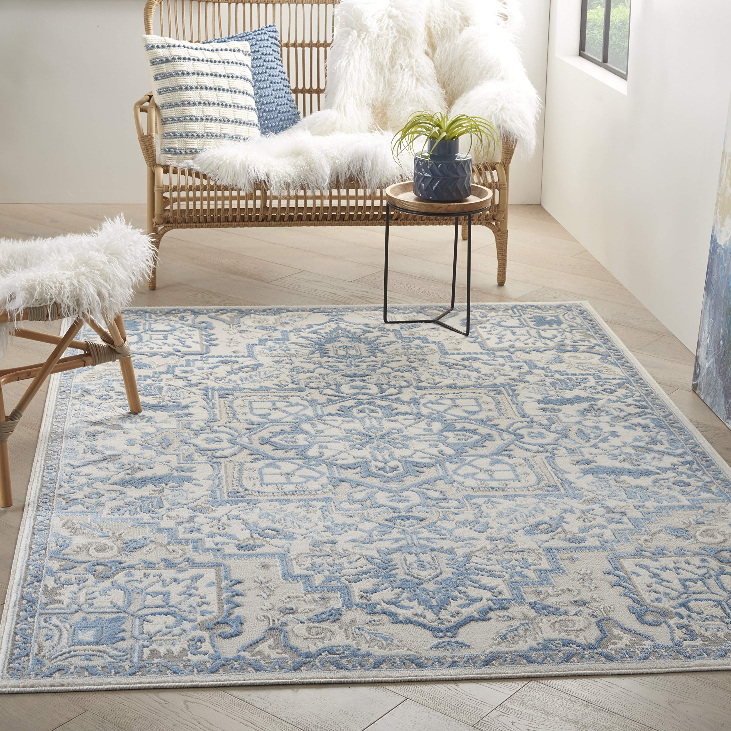 Nourison Elation Floral Ivory Blue 2'3