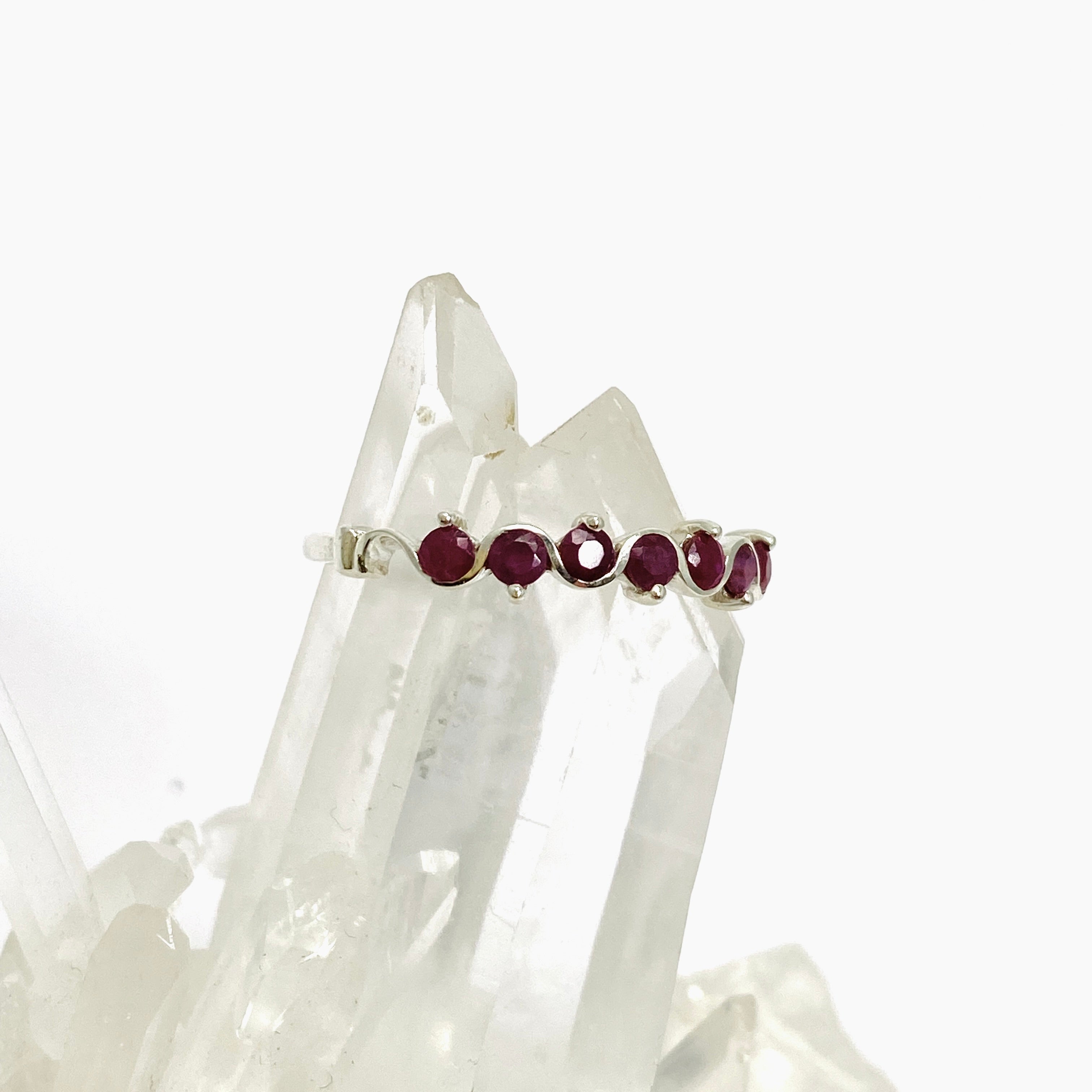 Ruby Round Faceted Multi-Stone Ring Size 10 - PRGJ823 | Elegant Jewelry for Women, Perfect for Weddings, Parties & Special Occasions