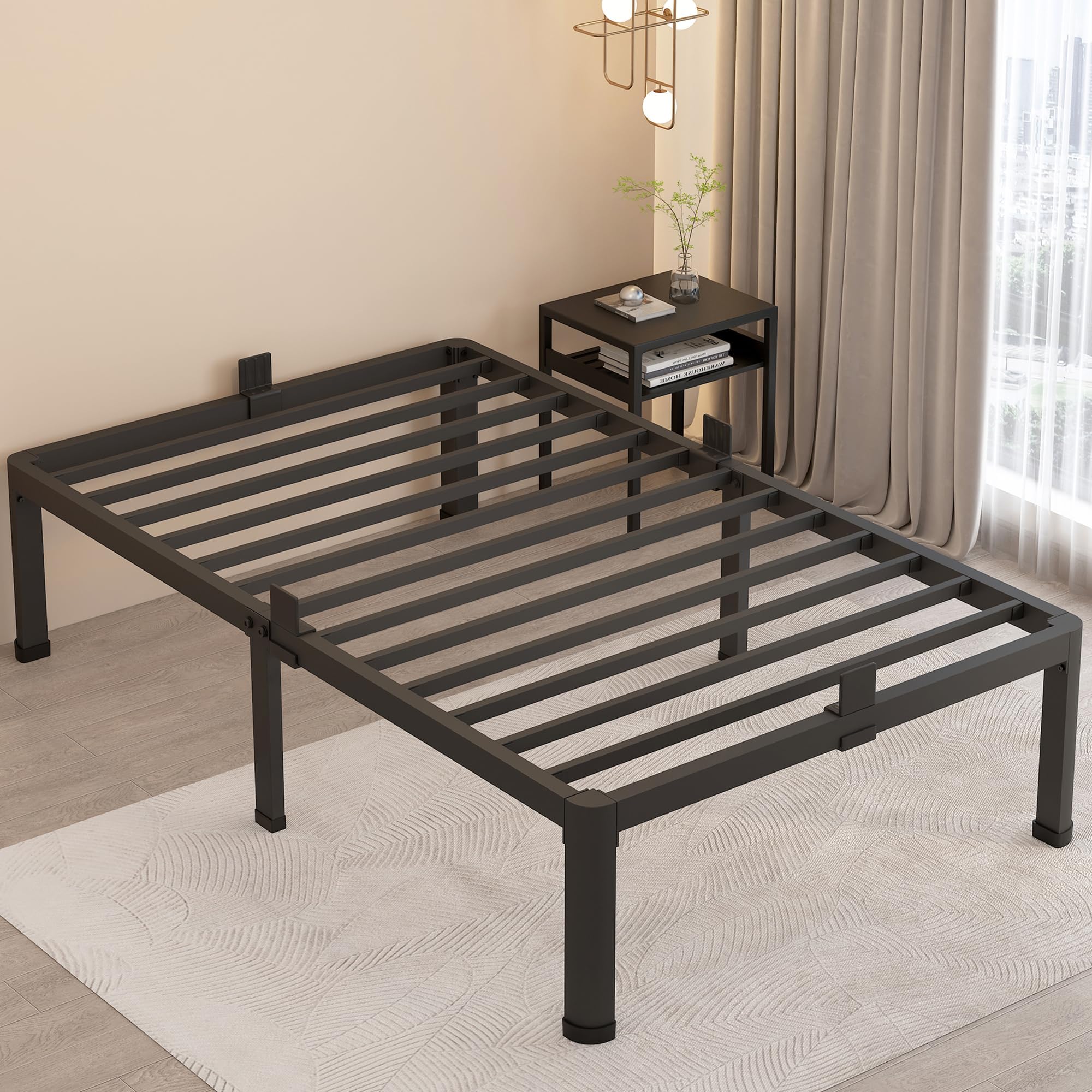 MAF 18 Inch Twin Bed Frame - Heavy Duty Metal Platform with Round Corner Legs & Mattress Slide Stopper, No Box Spring Needed, 3000 LBS Steel Slats Support, Under-Bed Storage Space - Perfect for Kids Rooms, Guest Bedrooms & Small Apartments