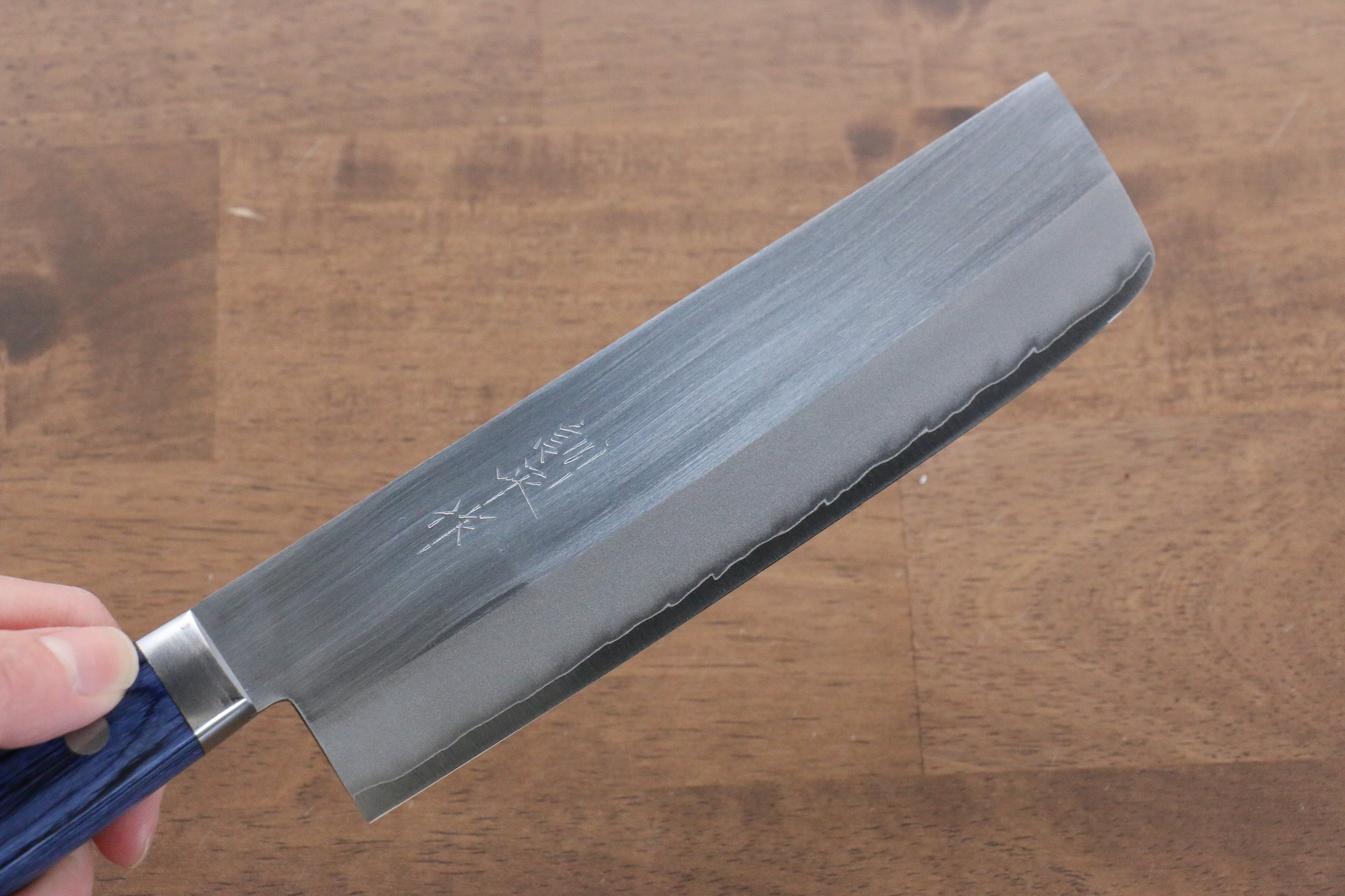 Premium Kunihira VG1 Migaki Finished Usuba Knife 165mm - Japanese Blue Pakka Wood Handle - Ideal for Sushi, Vegetables & Precision Cutting