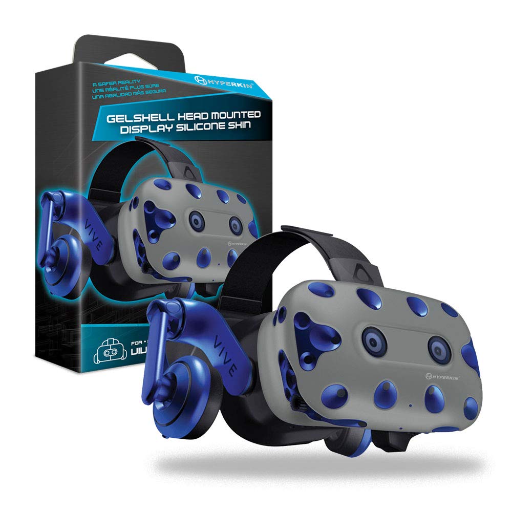 Hyperkin GelShell Silicone Skin Cover for HTC Vive Pro VR Headset - Gray & Blue - Protective Case for Gaming, Virtual Reality & Esports
