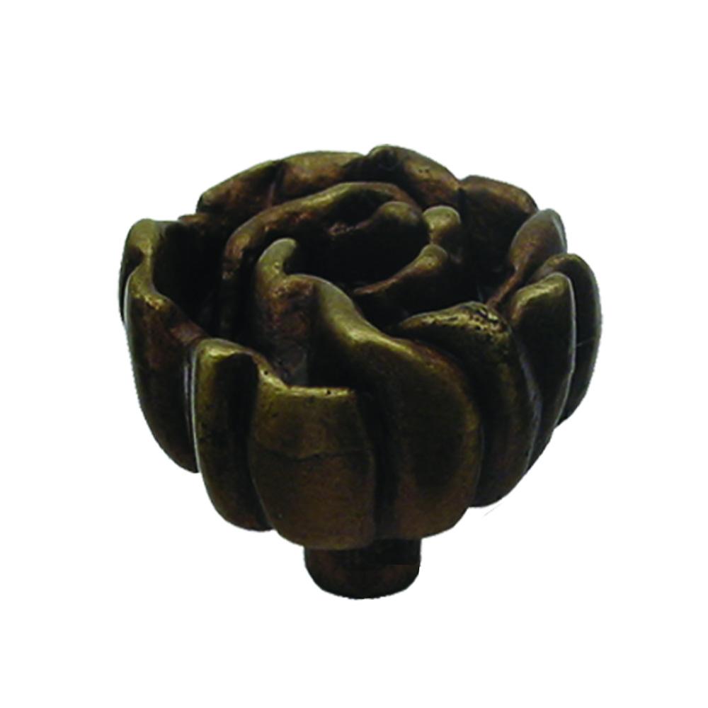 Solid Brass Rosette Shaped Cabinet Knob - Vintage Style Hardware for Drawers & Furniture - Perfect for Kitchen Cabinets, Dressers & Home Decor
