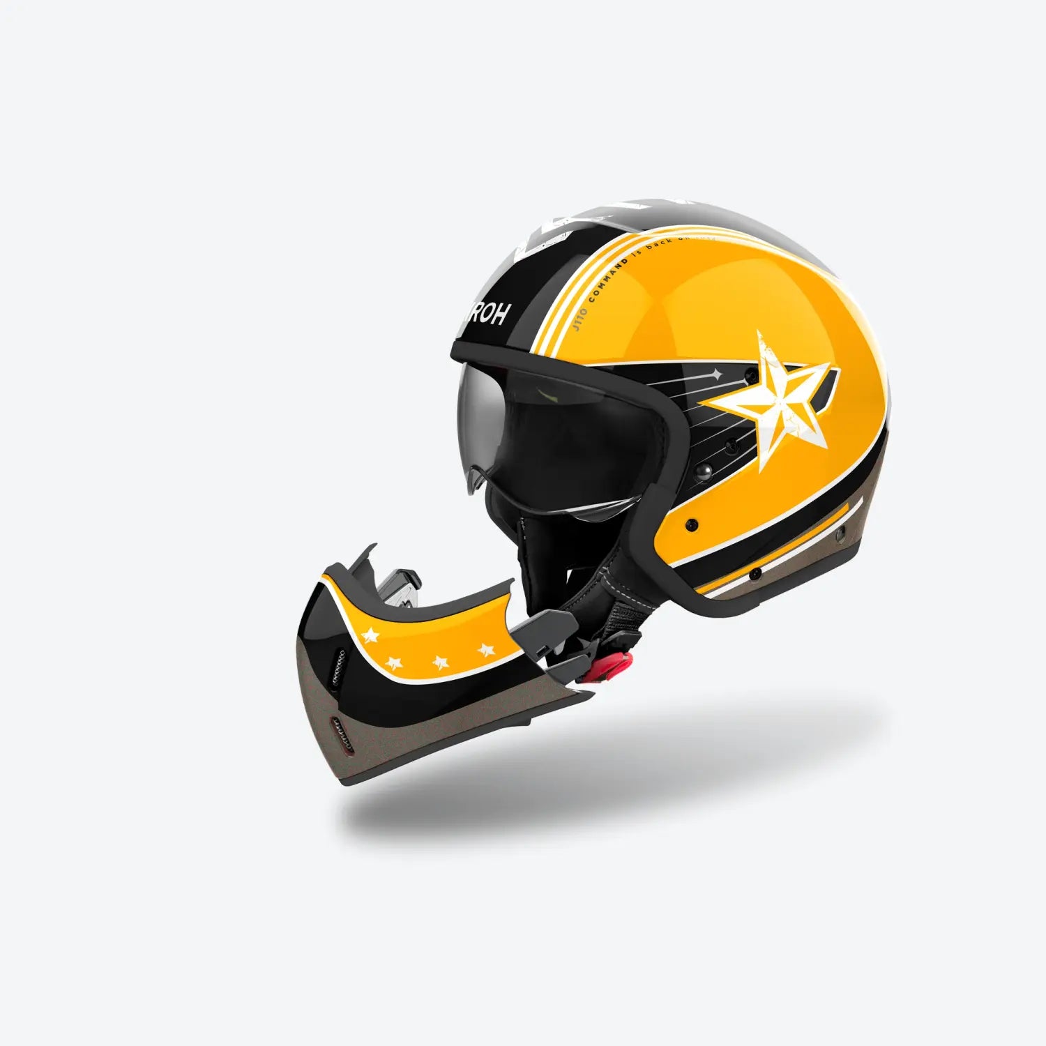 Airoh J 110 Command Gloss Yellow Motorcycle Helmet - Lightweight & Durable Full Face Helmet for Street Biking & Racing - High Visibility Gloss Yellow for Safety