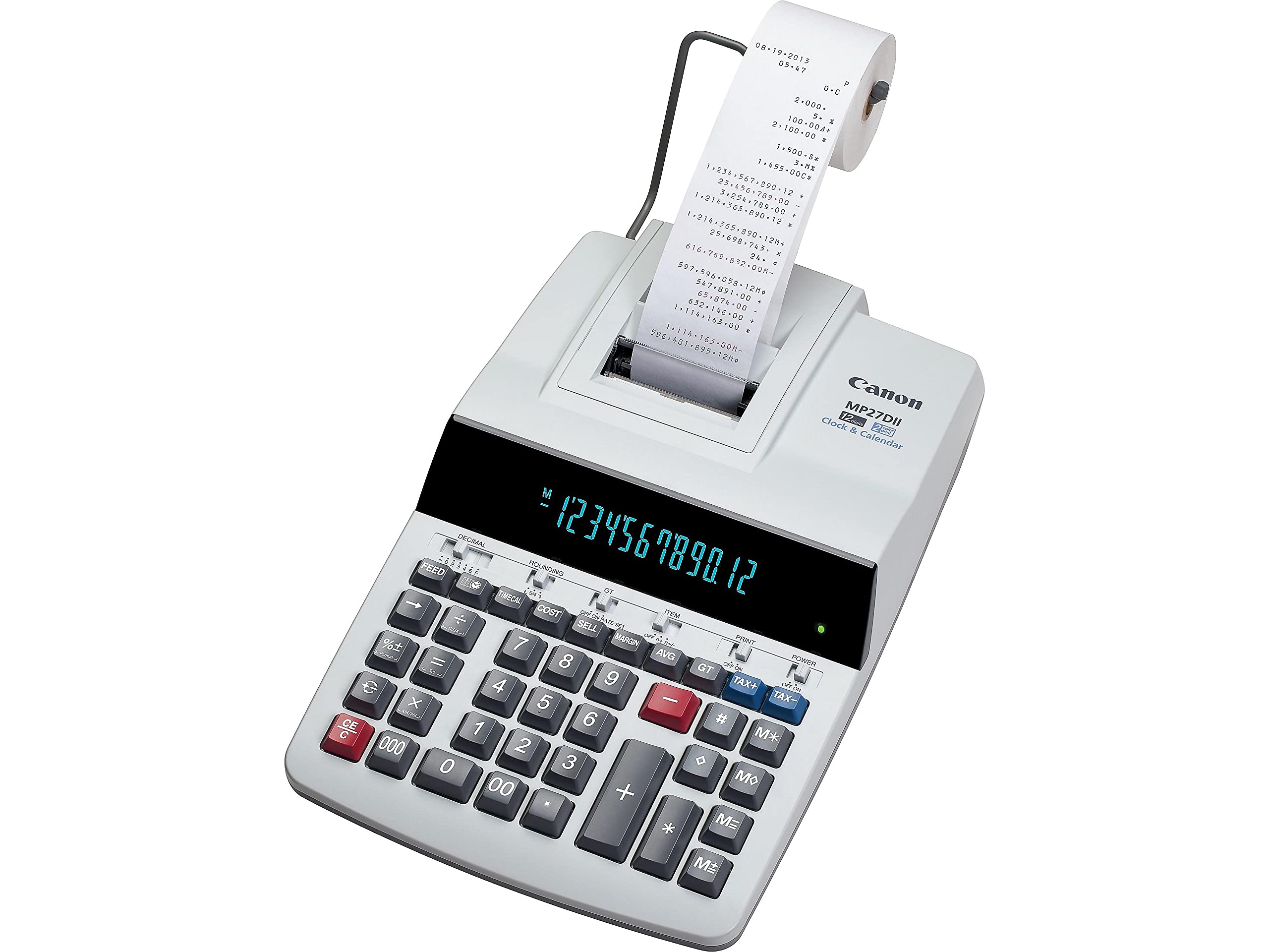Canon MP27DII Desktop Printing Calculator - 12-Digit LCD Display, High-Speed Printing, Dual Power - Perfect for Office Accounting, Retail POS & Small Business Bookkeeping