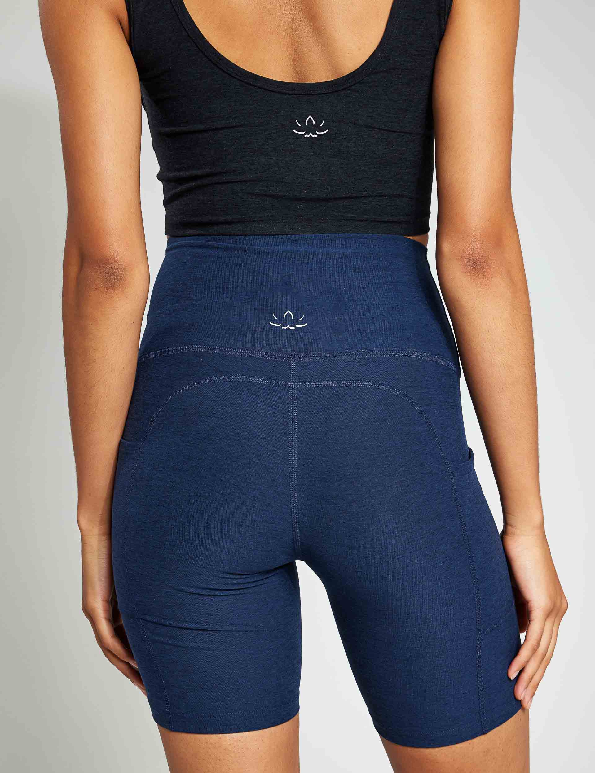 Spacedye Team Pockets Biker Shorts - Nocturnal Navy | High Waist Yoga Running Workout Shorts for Women | Gym, Cycling & Lounge Wear