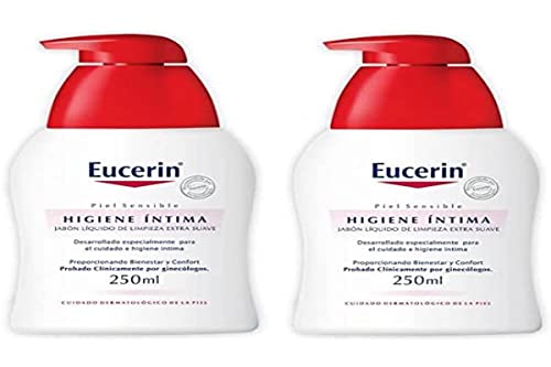 Eucerin Intimate Hygiene Wash & Protection Fluid - 2 x 250ml (17 fl oz) - pH Balanced Gentle Cleanser for Sensitive Skin - Perfect for Daily Use & Post-Workout Care
