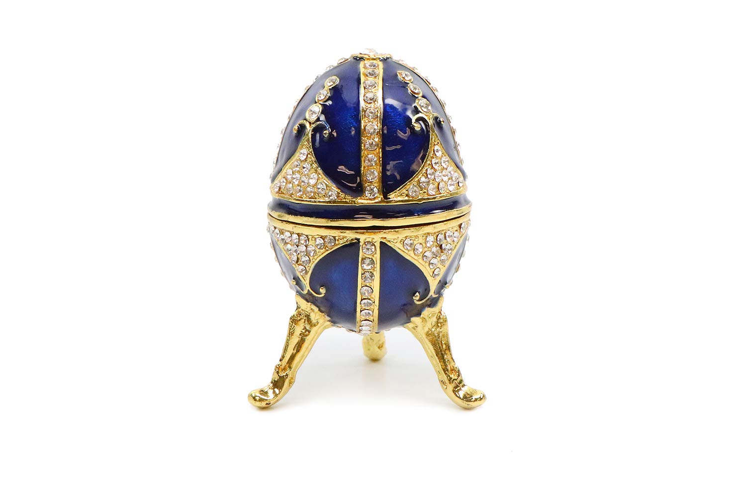 Swarovski Crystal Trinket Jewelry Box - 4 Inch Decorative Faberge Egg in Blue | Perfect for Jewelry Storage, Gift Giving & Home Decor