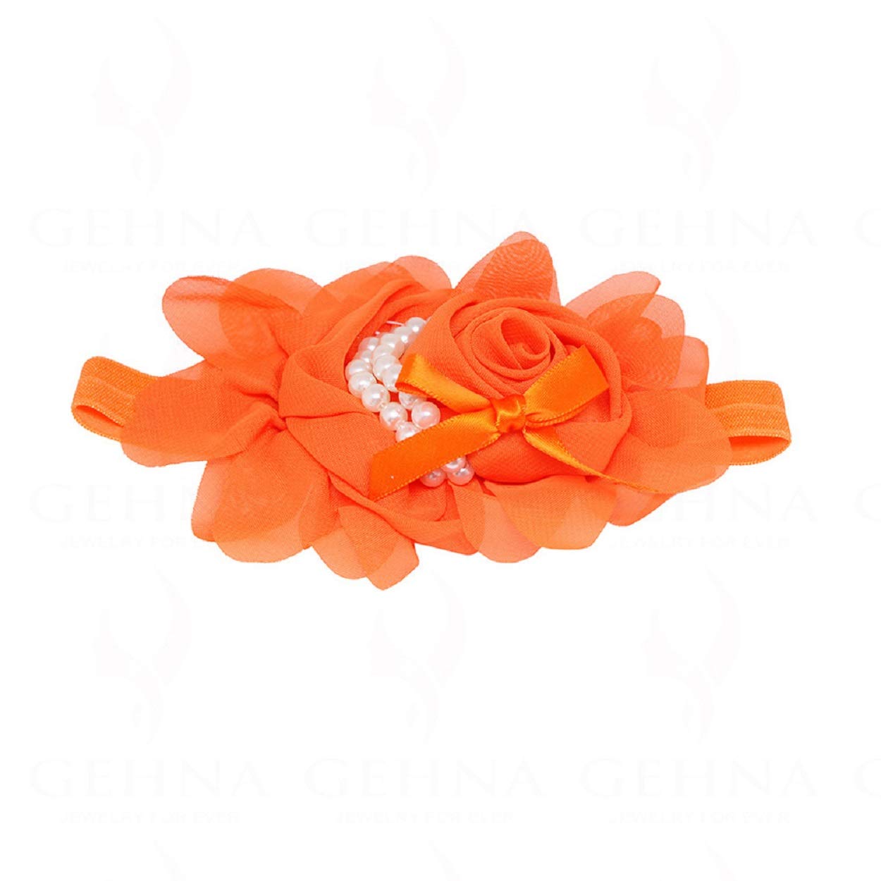 Gehna Jaipur Rose Flower Shaped Pearl Studded Hair Clips (Orange) - Elegant Bridal Hair Accessories for Weddings, Parties & Special Occasions