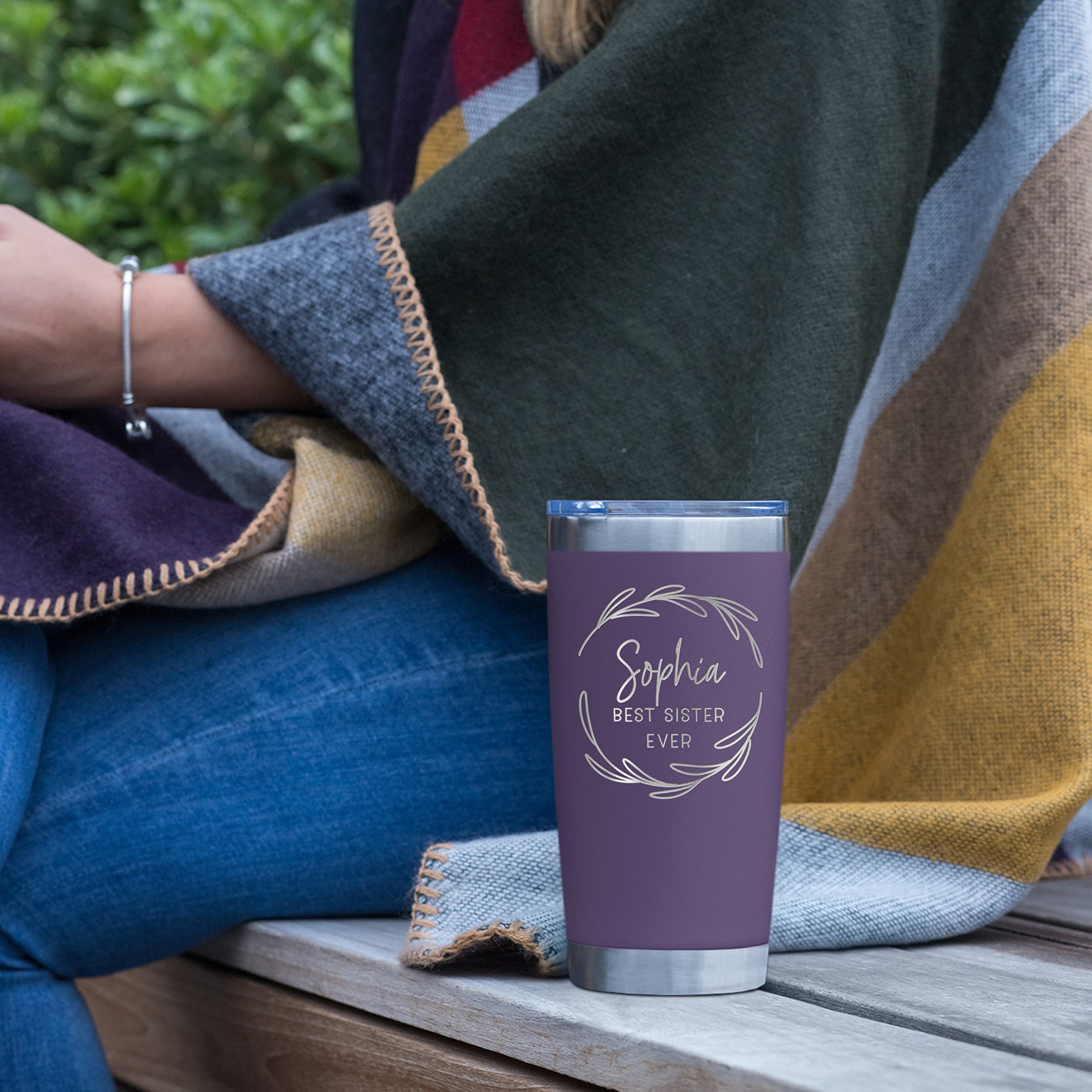 Personalized 20 oz Stainless Steel Tumbler with Lid - 13 Unique Designs | Double-Walled Insulated Coffee Cup for Hot & Cold Drinks | Perfect for Travel, Gym, Fitness & Office | Sky Blue