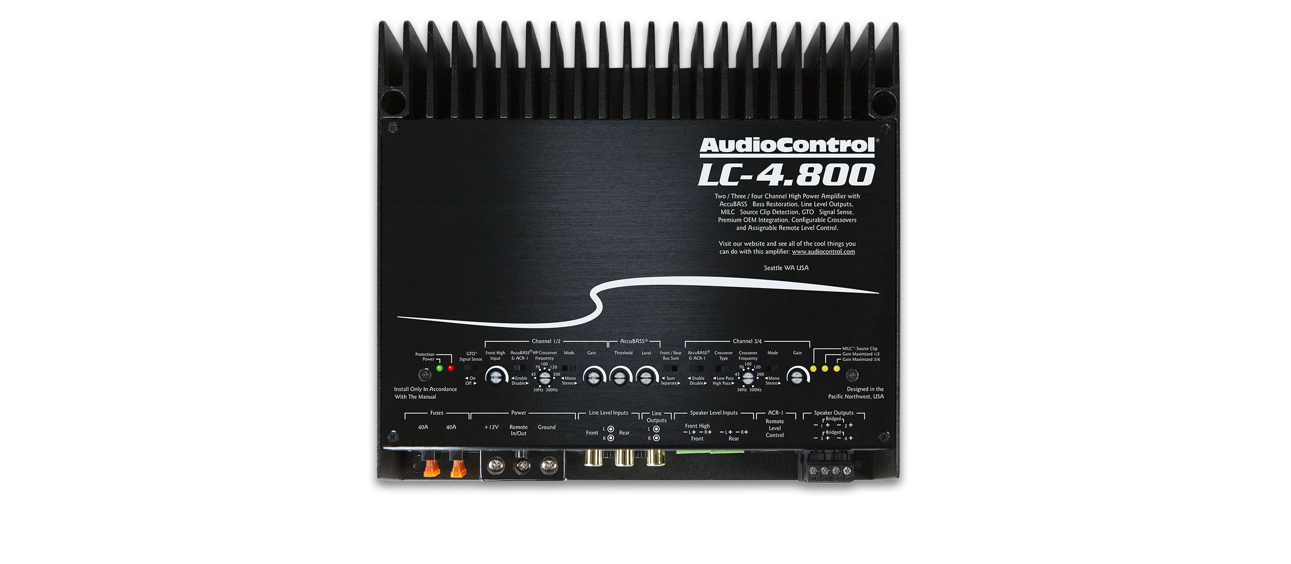 AudioControl LC 4.800 4 Channel Car Amplifier - High Power 4-Channel Car Audio Amp for Enhanced Sound System | Perfect for Car Audio Upgrades & Custom Installations