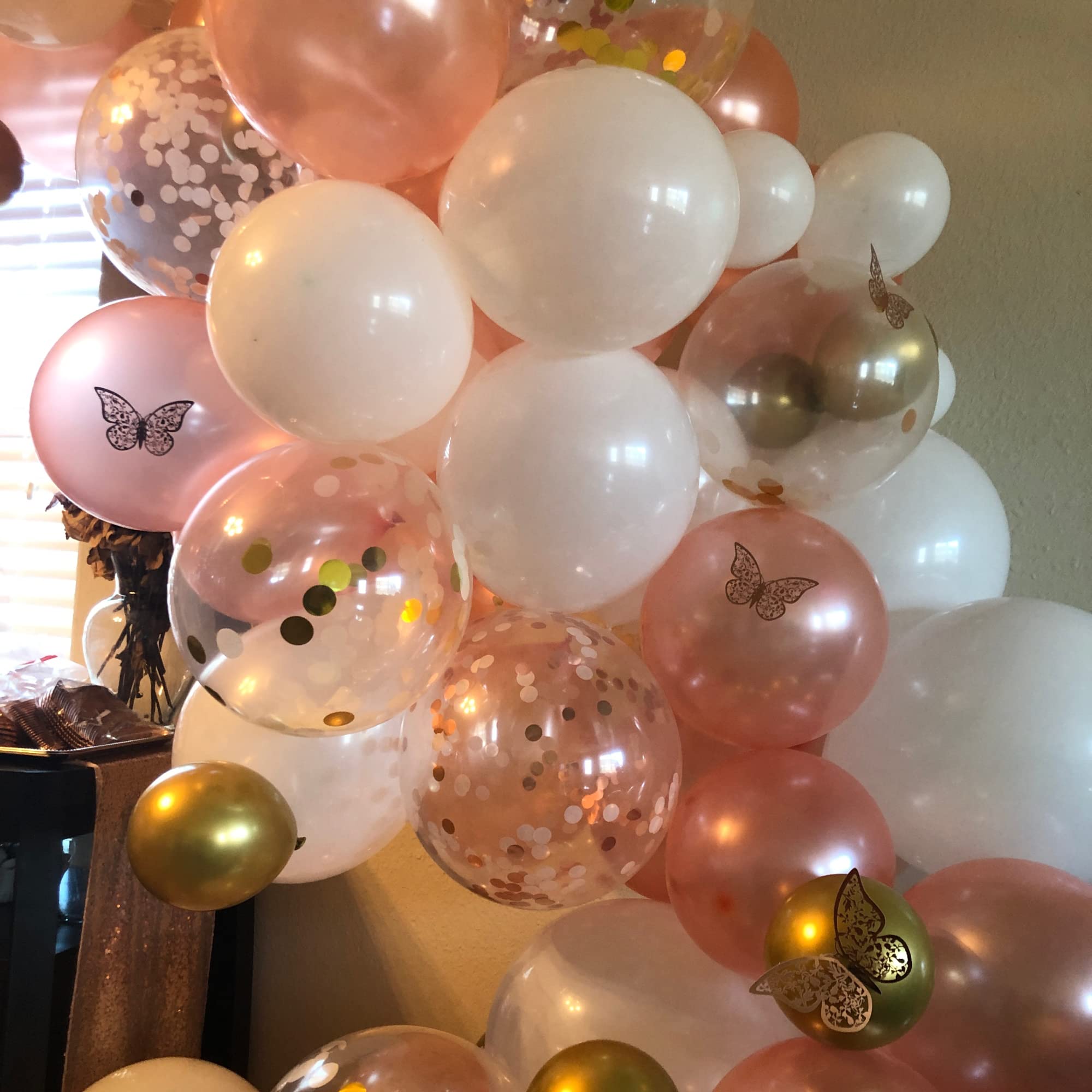 30 Pack 12 Inch Rose Gold & White Confetti Latex Balloons for Wedding, Birthday, Bridal Shower, Baby Shower, Valentine's Day Party Decorations - Elegant Pearl Finish for Girls & Women Celebrations