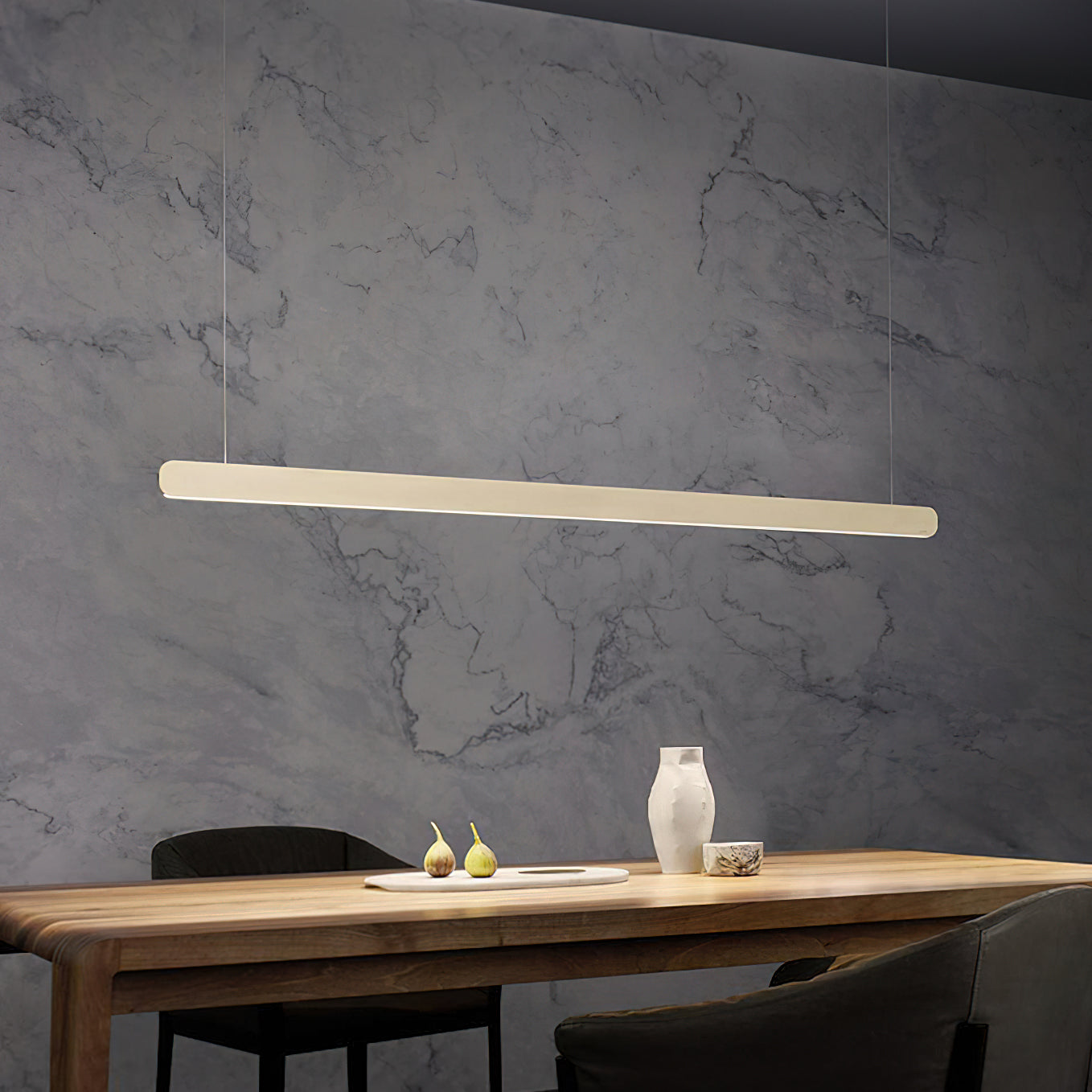 Modern Linear Pendant Light - Adjustable LED Hanging Lamp for Kitchen Island, Dining Room & Office - Sleek Minimalist Design with Warm/Cool Lighting Options