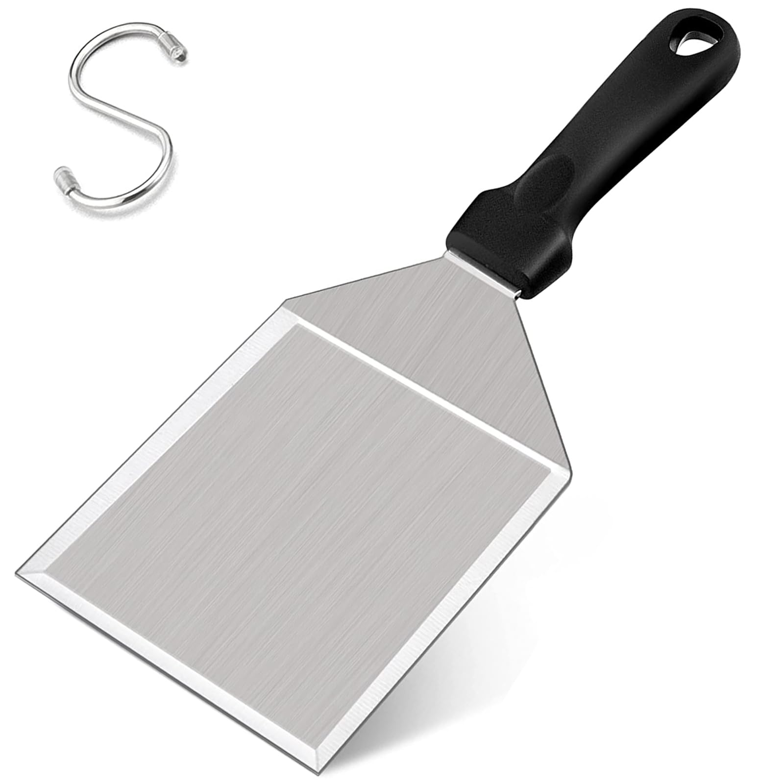 Leonyo 5-Inch Wide Stainless Steel Smash Burger Spatula - Heavy Duty Metal Grill Spatula for Hamburgers, Pancakes & Teppanyaki - Perfect for Outdoor BBQ, Flat Top Griddles & Home Kitchen Cooking