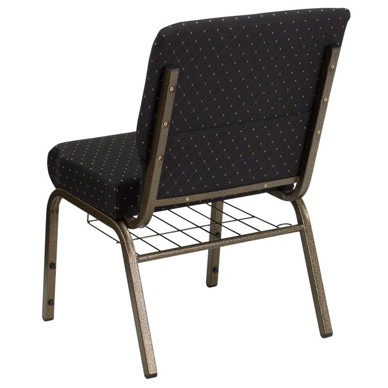 FLASH HERCULES Series 21''W Church Chair with Book Rack - Beige Fabric & Copper Vein Frame - Perfect for Churches, Chapels, and Event Venues