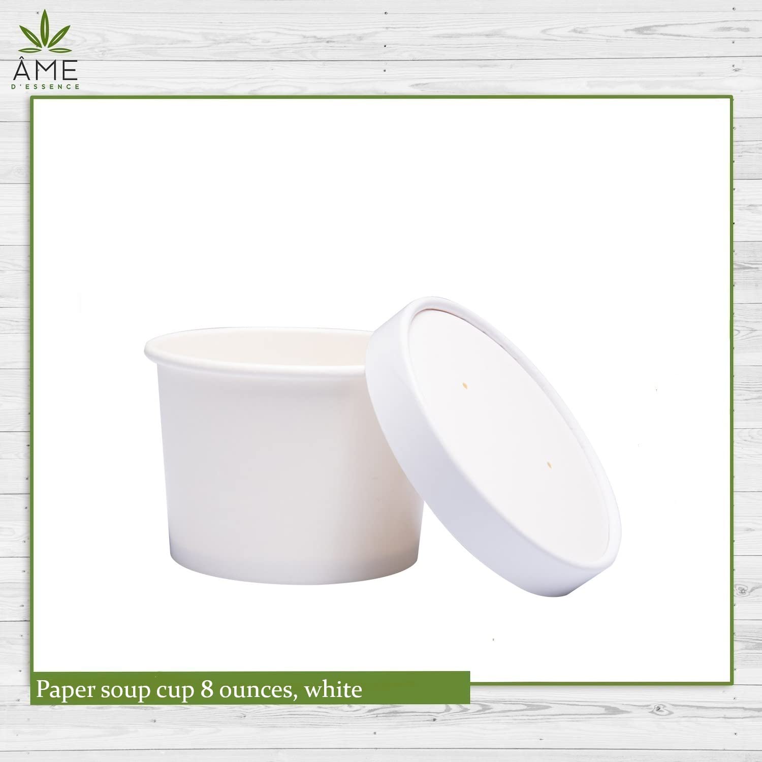 500-Pack AME D'ESSENCE 8 oz White Paper Soup Containers with Vented Lids - Hot & Cold Food To-Go Cups for Ice Cream, Gelato, Yogurt, Soups - Perfect for Takeout, Restaurants & Catering
