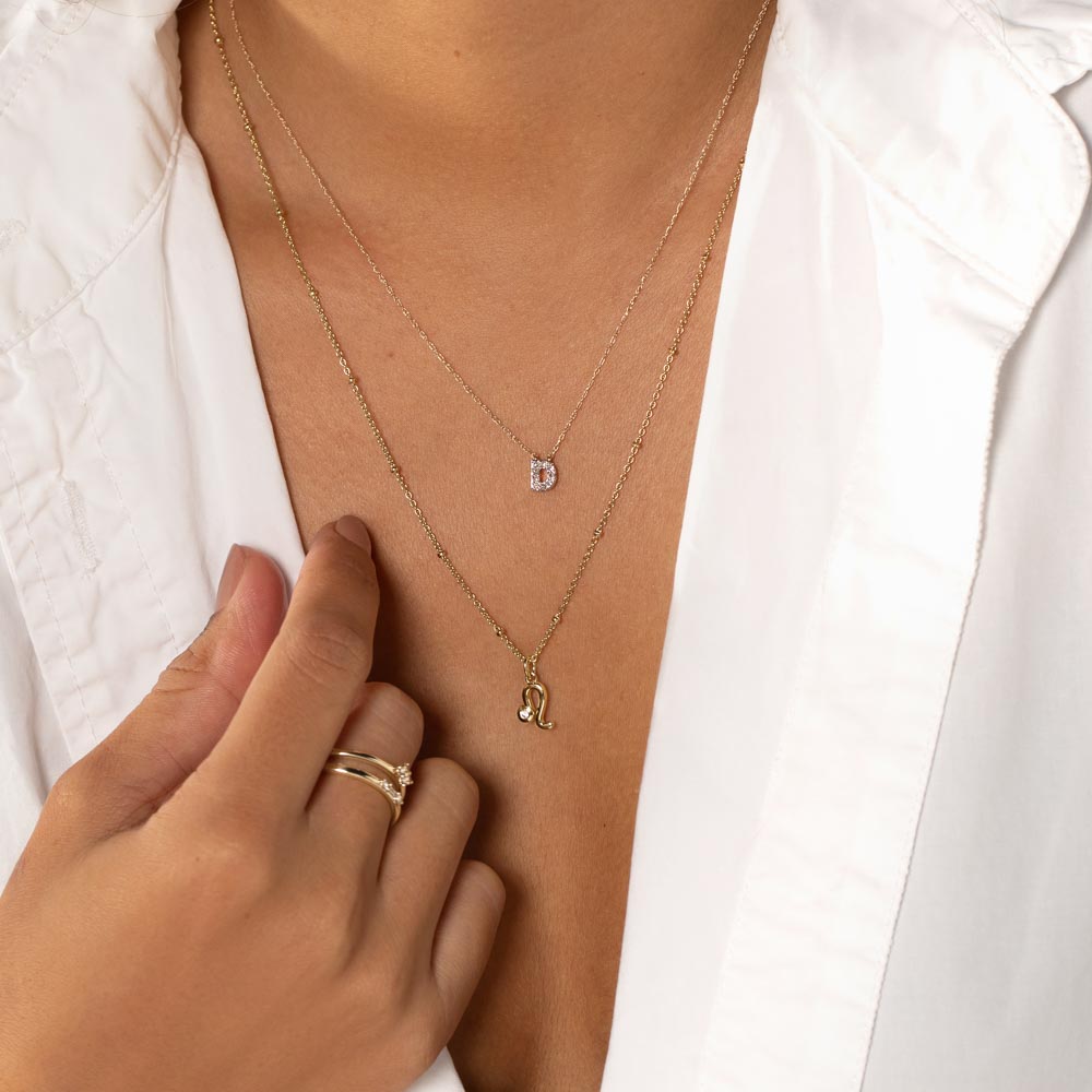 10k Gold Diamond Letter D Necklace for Women - Elegant Initial Pendant Jewelry Gift for Birthday, Anniversary & Valentine's Day