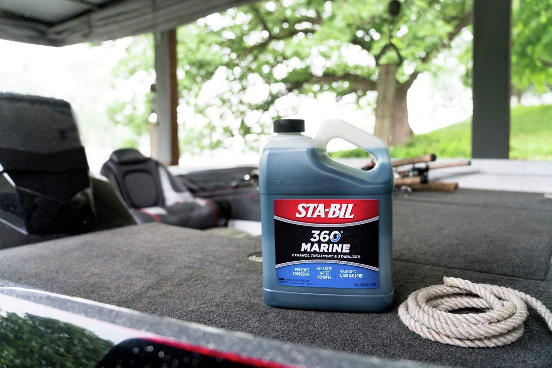 STA-BIL 360 Marine Ethanol Treatment & Fuel Stabilizer - Full Fuel System Cleaner - Fuel Injector Cleaner - Removes Water - Treats 1280 Gallons - 128 Fl. Oz. (22250) - Gold 1 Gallon - Ideal for Boats, Marine Engines & Watercraft Fuel Maintenance