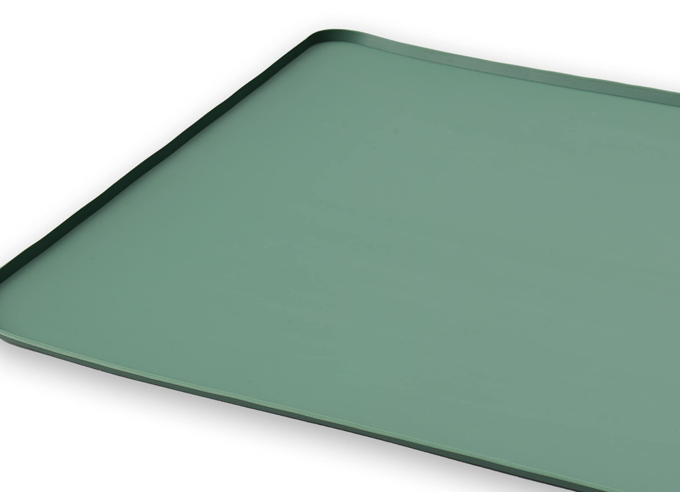 Non-Slip Silicone Pet Feeding Mat - Waterproof Dog Food Tray & Water Bowl Mat for Hardwood Floors - Easy Clean Durable Placemat for Dogs & Cats - Perfect for Kitchen, Crate, or Outdoor Use (Green)