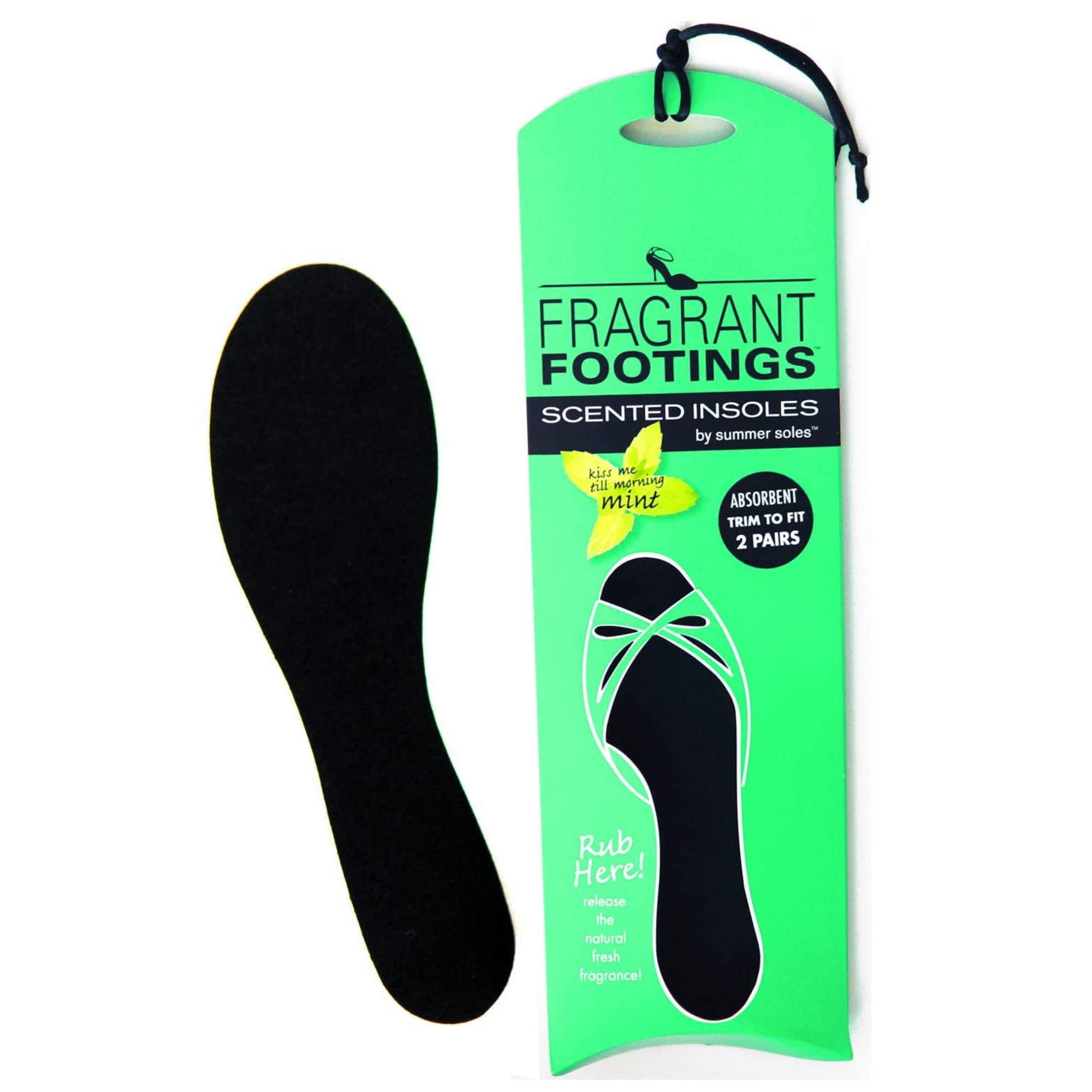 Ultra Absorbent Summer Soles Fragrant Footings Insoles - 2 Pairs for Sweaty Feet Relief with Natural Scents & Adhesive Backing - Trim-to-Fit Comfort for Shoes, Sandals & Work Boots