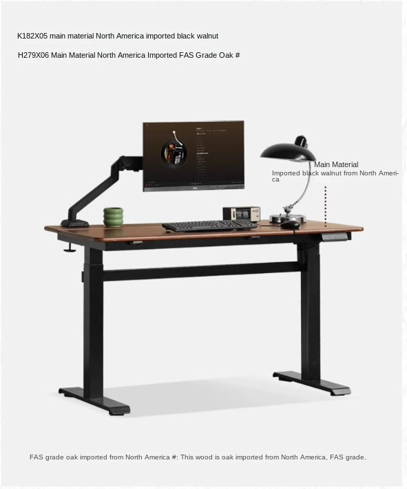 Premium Black Walnut & Oak Solid Wood Electric Height Adjustable Desk - Luxury Home Office & Gaming Workstation for Ergonomic Comfort