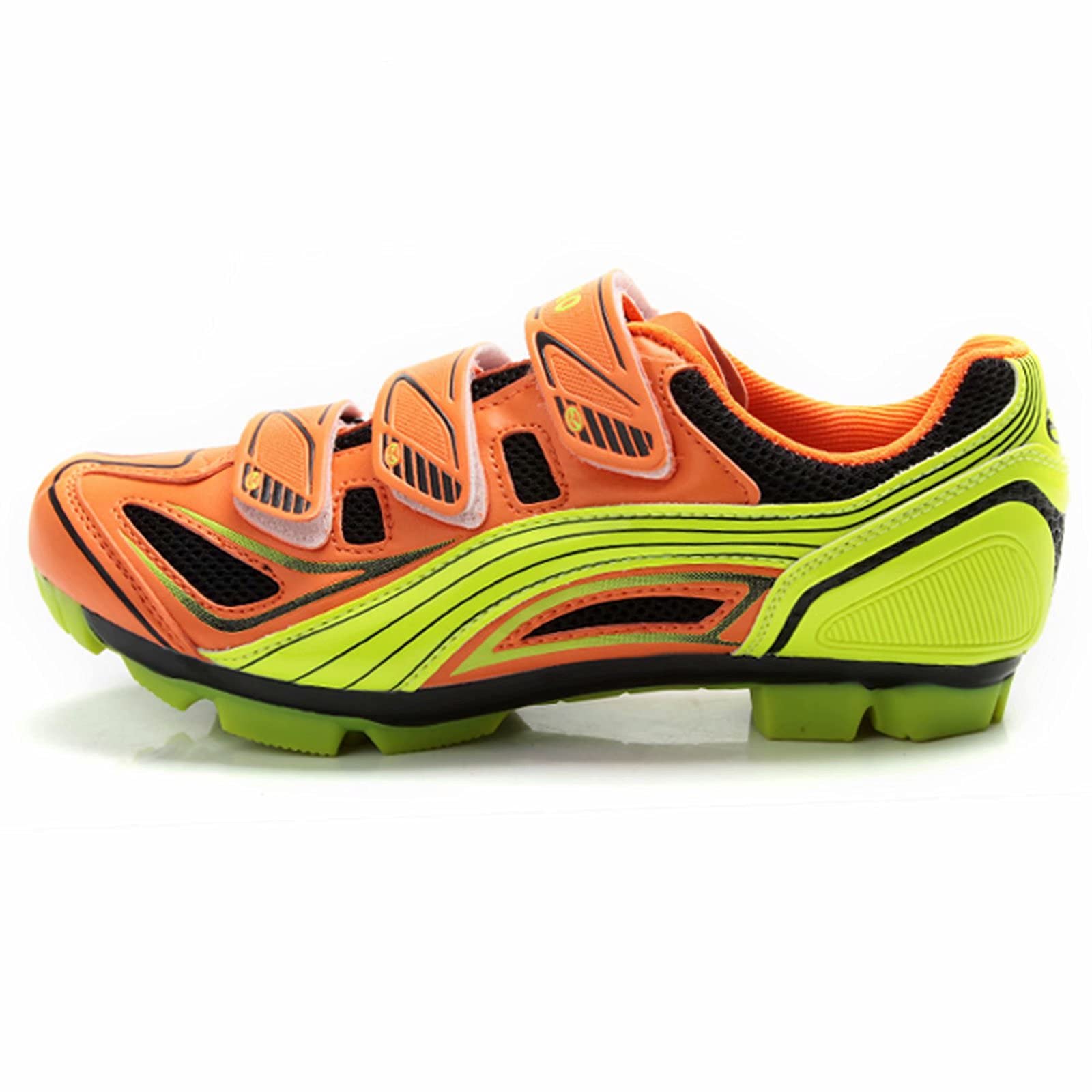 Professional SPD MTB Cycling Shoes for Men - Self-Locking, Breathable Outdoor Bike Shoes with Cleats | Ideal for Mountain Biking, Road Cycling & Indoor Training (Orange)