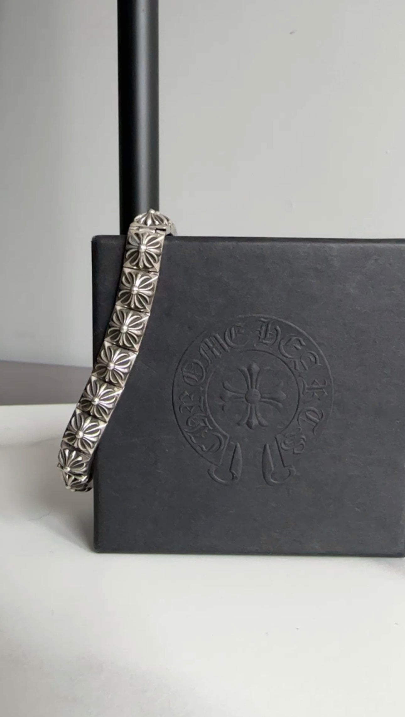 Chrome Hearts Sterling Silver Pyramid Cross Link Bracelet for Men & Women - Gothic Punk Jewelry for Everyday Wear & Special Occasions