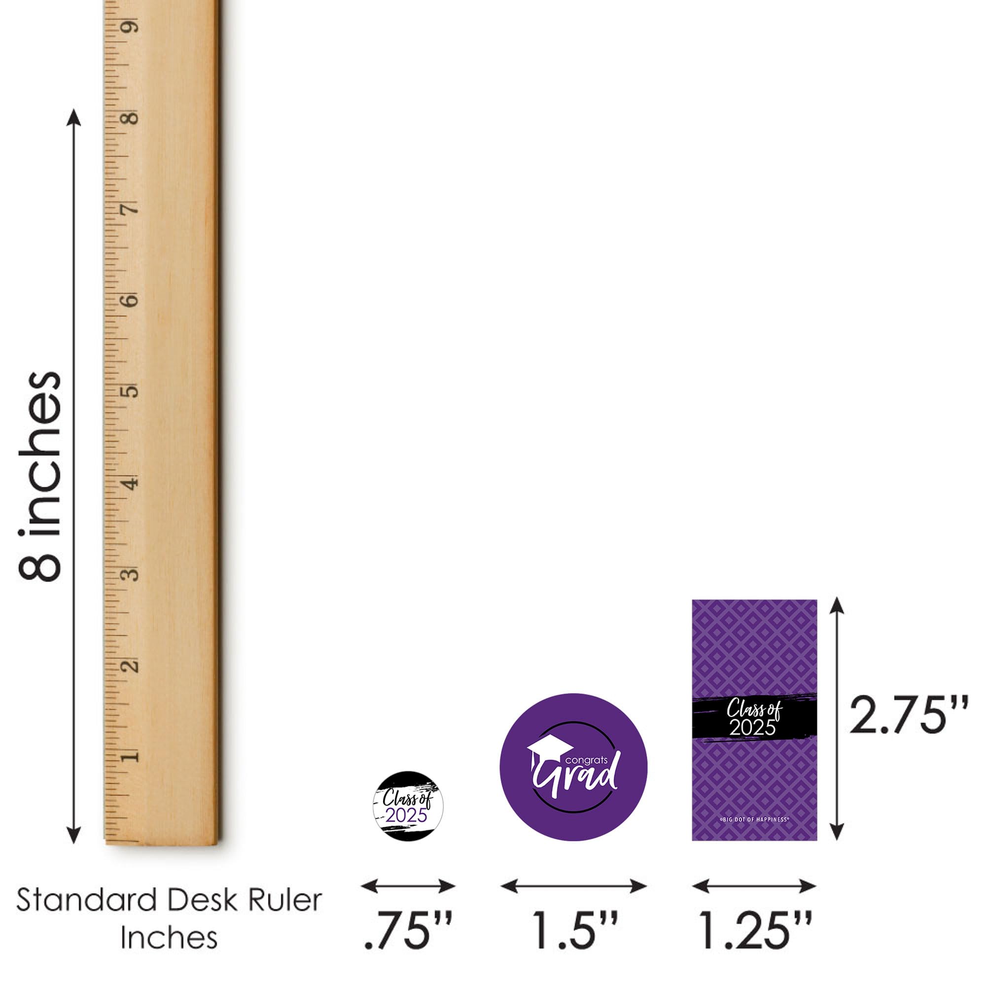 2025 Purple Graduation Party Candy Favor Sticker Kit - 304 Pieces by Big Dot of Happiness | Bulk Graduation Stickers for Decorations, Favors, and DIY Projects | Perfect for School Parties, Commencement Celebrations, and Gift Bags