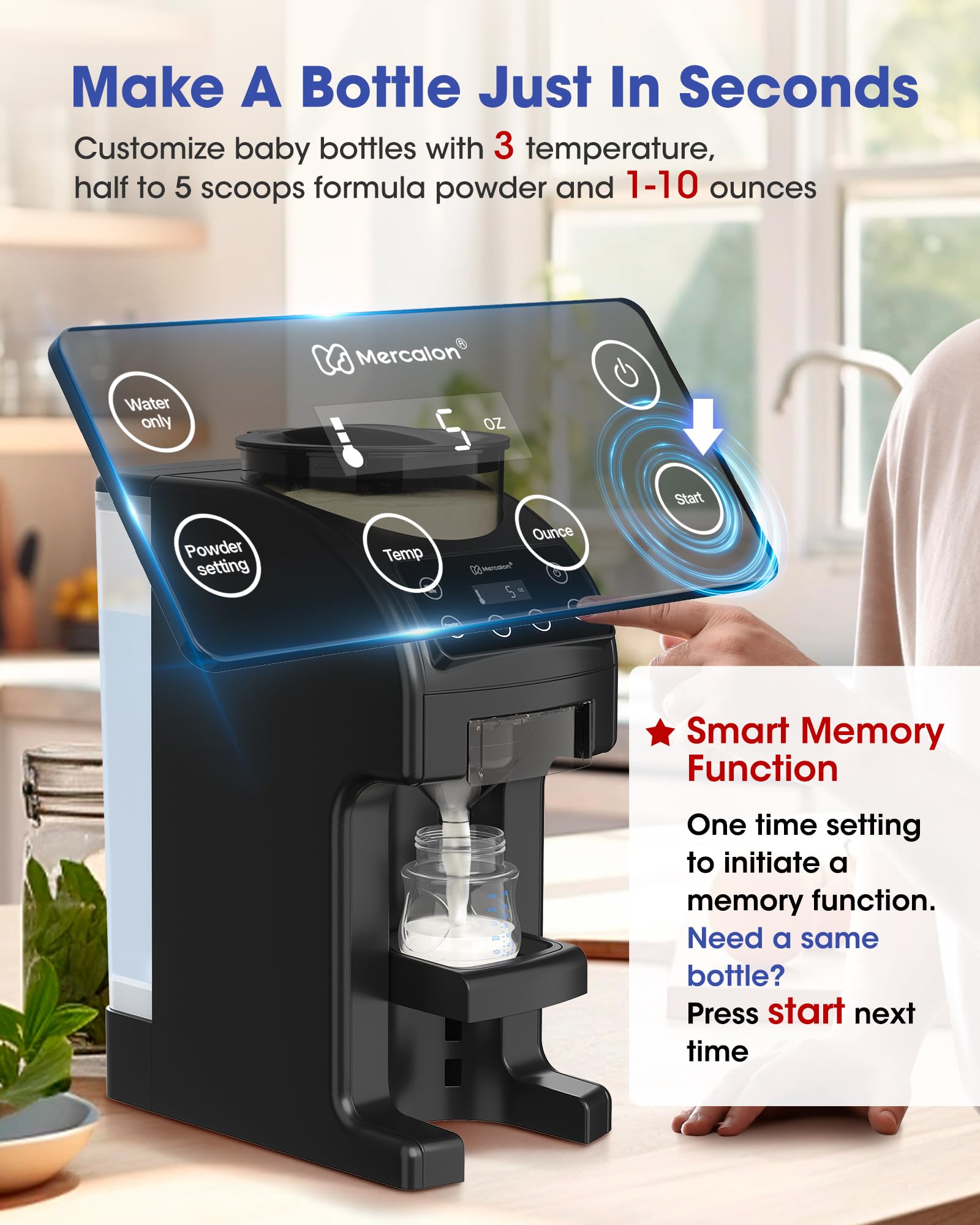**Instant Baby Formula Maker Machine - Fast & Customizable Formula Dispenser with Precise Temperature Control | Automatic Powder Blending for All Bottle Brands | Perfect for Night Feedings & Travel (Black)**