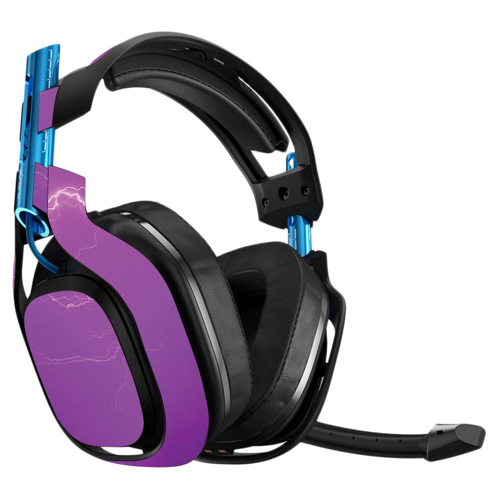 MightySkins Vinyl Decal Wrap Cover for Astro A50 3rd Gen Gaming Headset - Purple Lightning Design | Protective, Durable & Customizable Skin | Easy to Apply & Remove | Made in USA | Perfect for Gaming Setups & Personalization