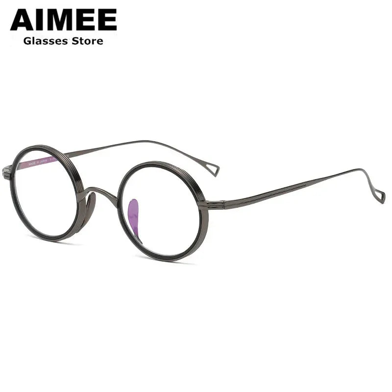 Stylish Aimee Unisex Full Rim Round Titanium Acetate Eyeglasses Frame 112122 - Lightweight & Durable for Work, Reading & Everyday Wear