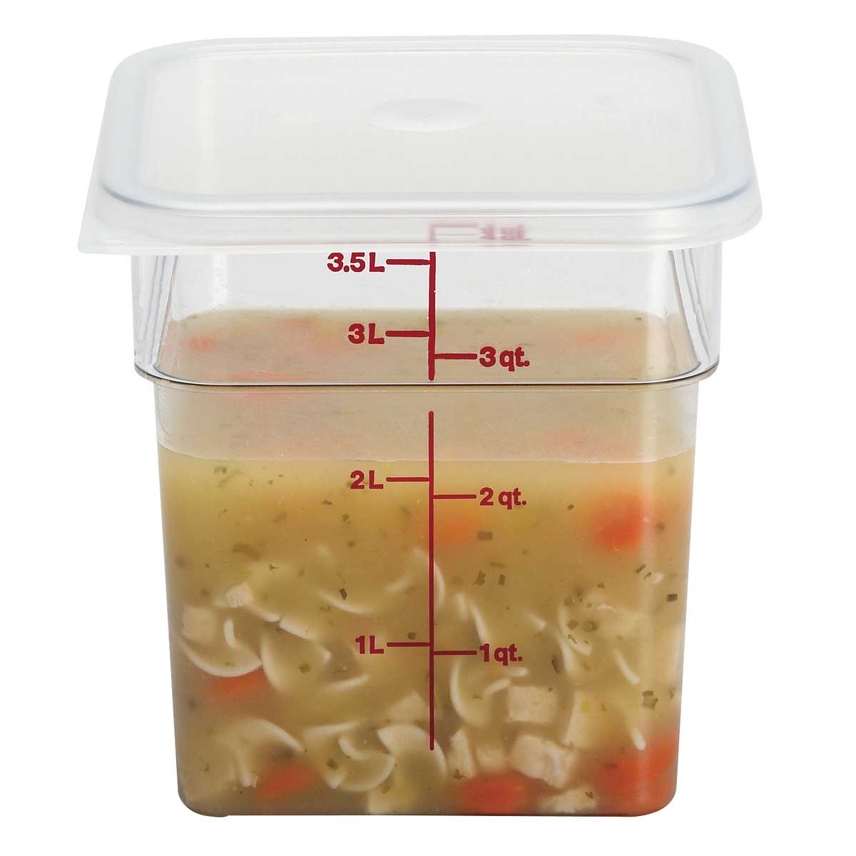Cambro 4SFSCW135 CamSquare 4 Qt Clear Camwear Food Storage Container - BPA-Free, Airtight Kitchen Organizer for Meal Prep, Leftovers & Commercial Use