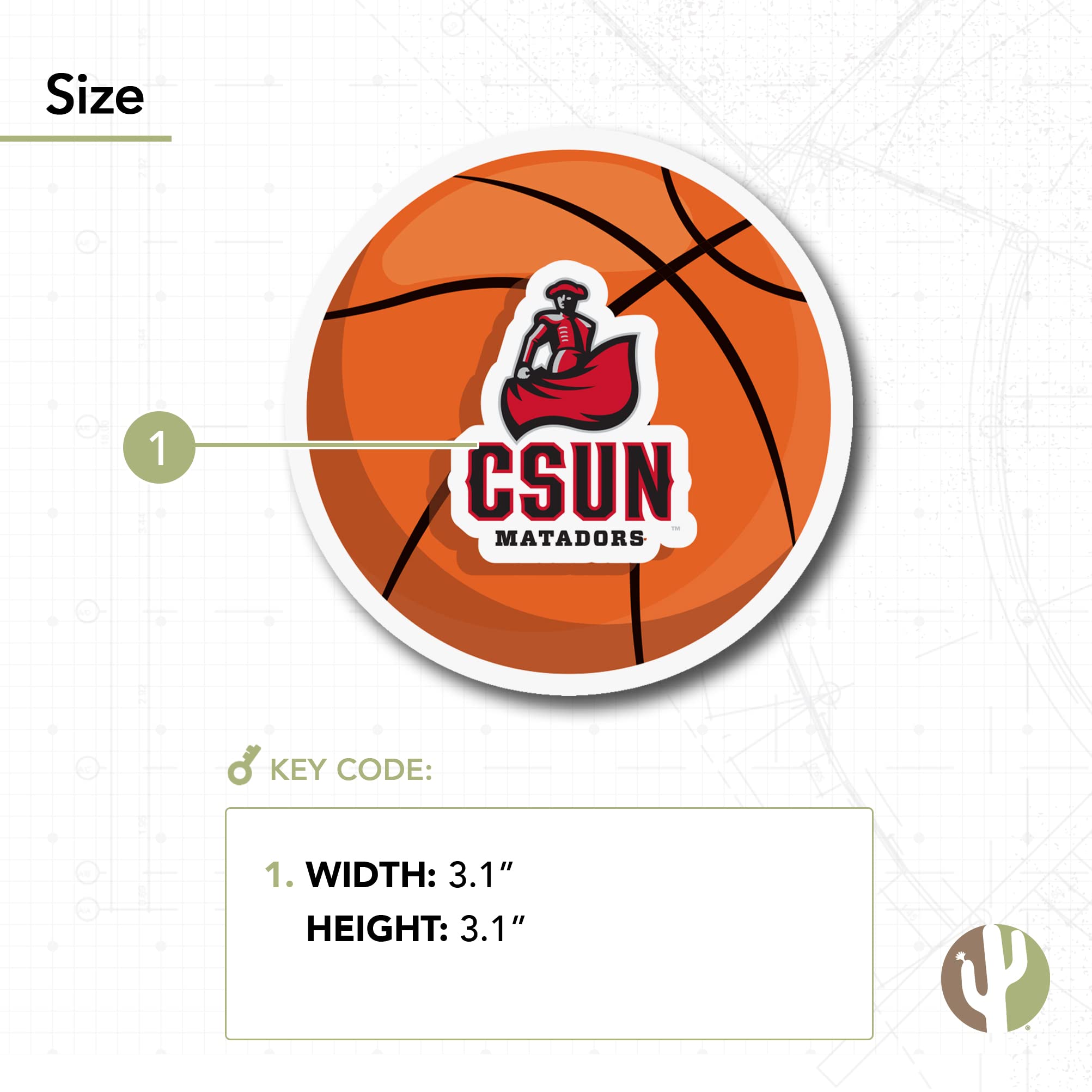CSUN Matadors Basketball Logo Vinyl Decal Sticker - Desert Cactus Design for Laptop, Water Bottle, Car & Scrapbook - Perfect for Cal State Northridge University Fans & Alumni Gifts