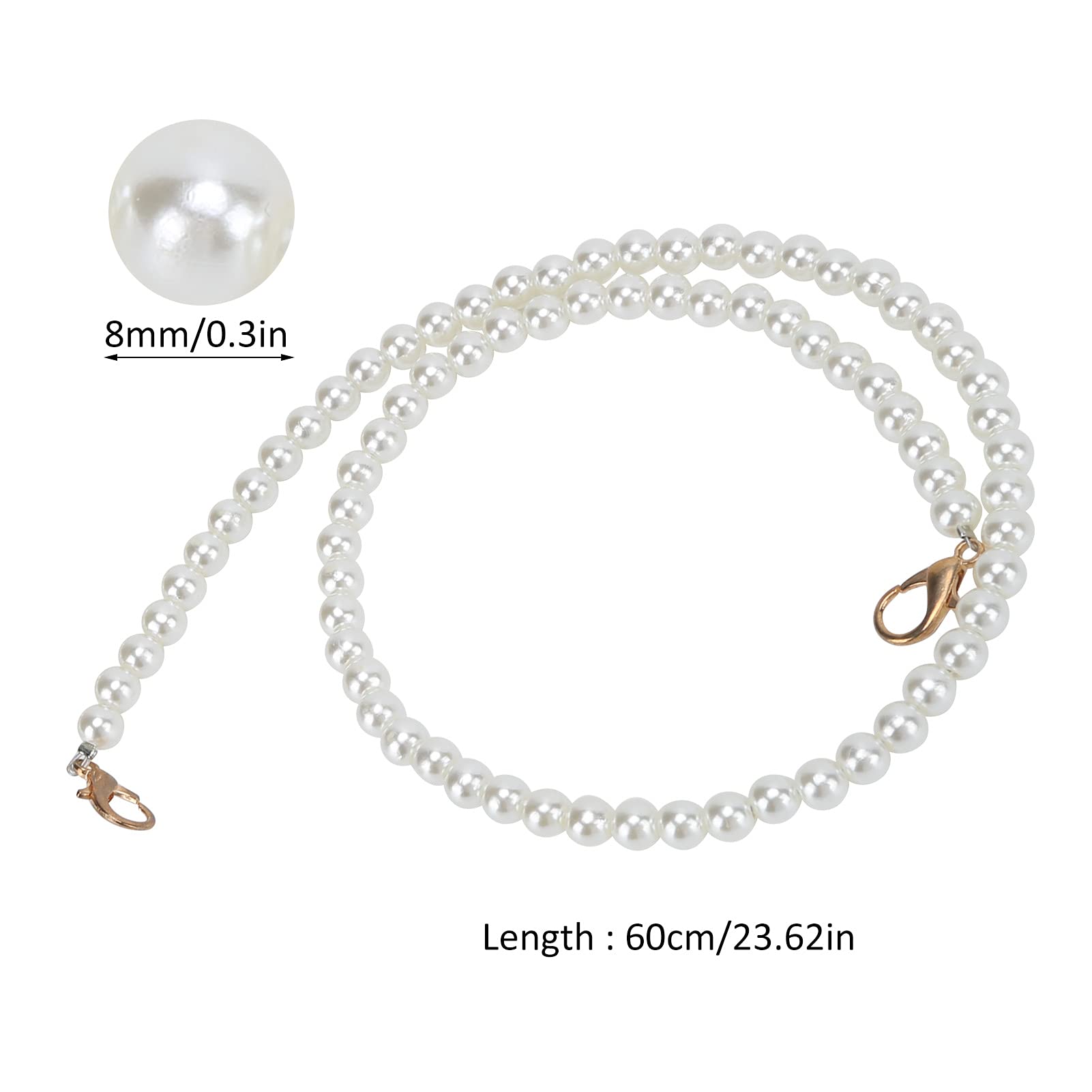 2PCS Pearl Beaded Bag Straps - 60cm Adjustable Purse Chains for Handbags, Wallets & Phone Accessories | Elegant DIY Replacement Strap for Women's Purses, Perfect for Daily Use, Parties & Gift Giving