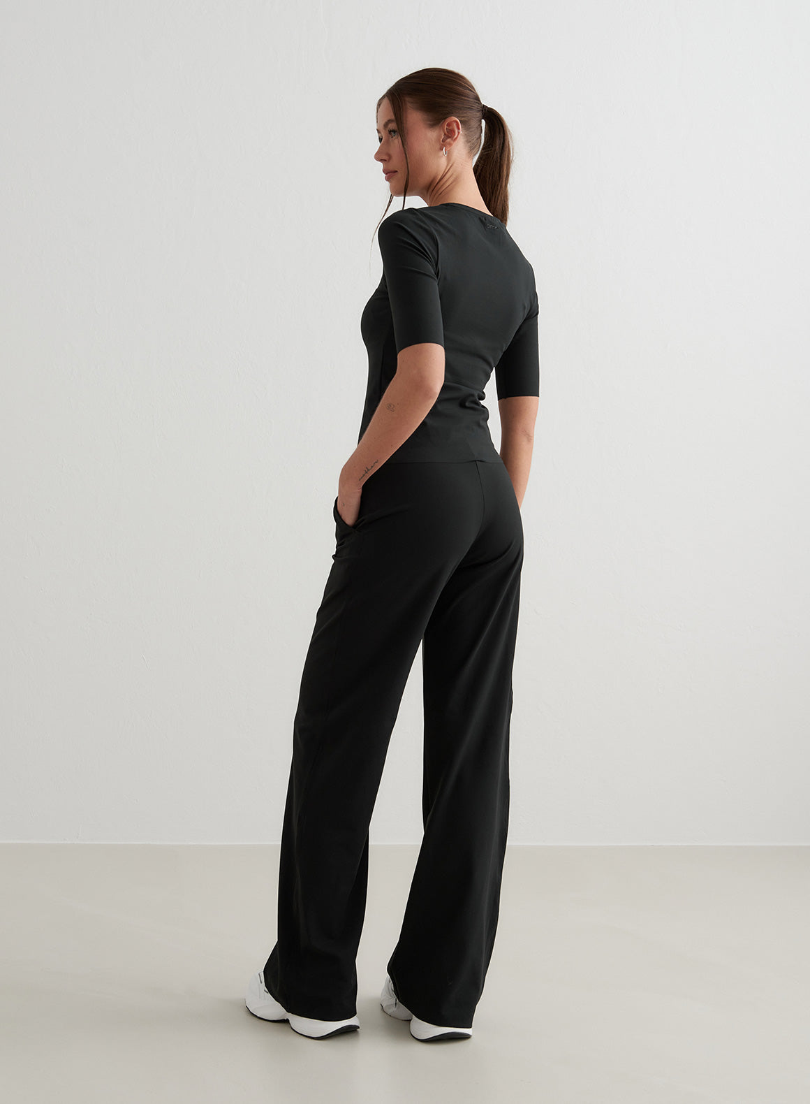 Black Sense Wide Leg Pants for Women - Comfortable High Waisted Loose Fit Trousers for Casual, Office & Travel