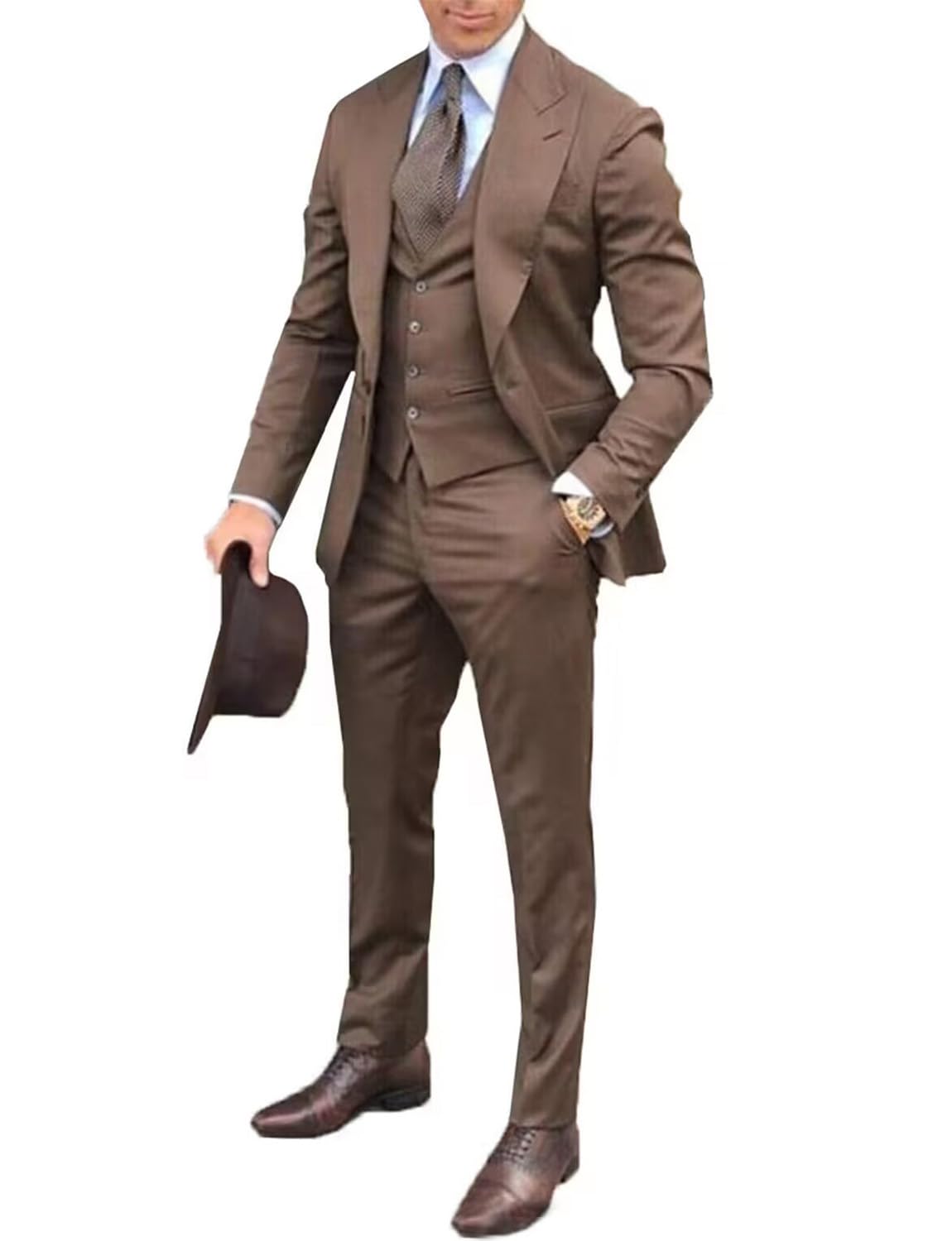 Men's 3-Piece Suit with Peak Lapel - Business Formal & Smart Casual Office Wear | Perfect for Weddings, Interviews & Professional Events
