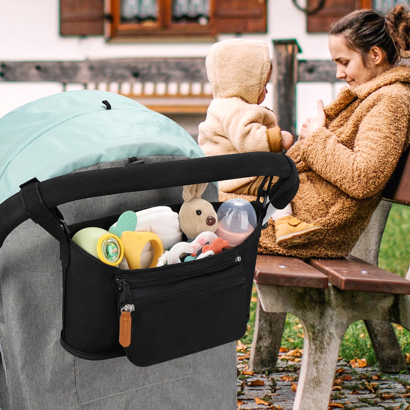 Accmor Universal Stroller Organizer with Detachable Phone Pouch - Stroller Caddy Organizer for Uppababy, Baby Jogger, Nuna, Doona, Britax - Perfect for Diapers, Bottles & Essentials on the Go