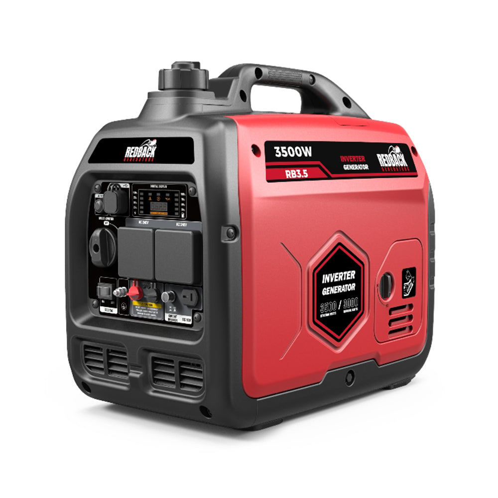 Redback RB3.5 Portable Inverter Generator 3500W 3.5KVA - Quiet, Lightweight & Reliable Power for Camping, RV Trips & Emergency Backup