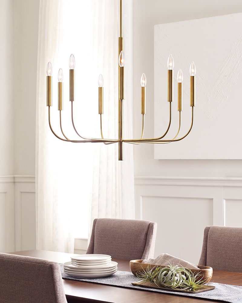 Brianna 9-Light Chandelier Ceiling Fixture in Brass/Polished Nickel Finish - Elegant Dining Room & Bedroom Lighting for Home Decor