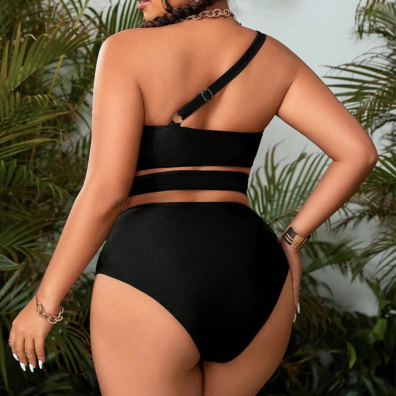 2025 Trendy Big Size Women's Bikini Set - Sexy Halter Two Piece Swimwear with High Waist & Bandage Design | Perfect for Beach Vacations, Pool Parties & Summer Getaways
