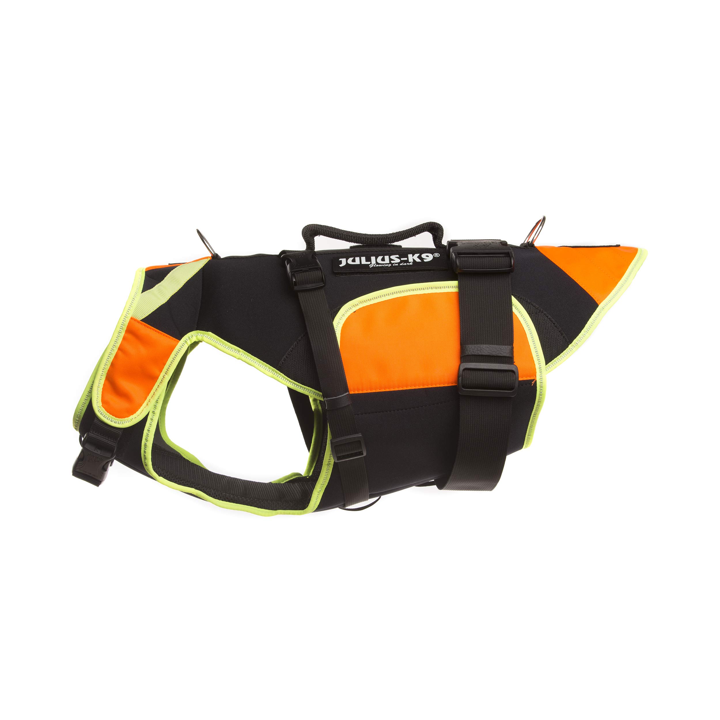 Julius-K9 IDC Multifunctional 3-in-1 Dog Vest - Large Size, Black & Neon for Training, Walking & Outdoor Adventures | Reflective Safety Harness for Medium to Large Dogs