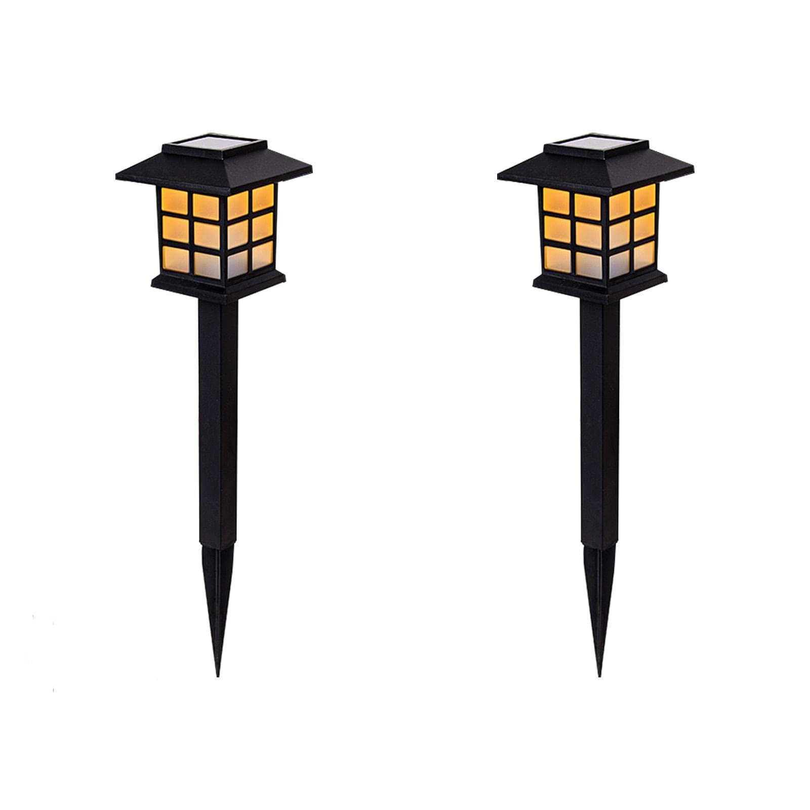 Solar Powered Outdoor Lights Waterproof - 2 Pack Warm Yellow LED Landscape Garden Lights for Yard, Pathway, Patio, Driveway, Walkway, Porch (Auto On/Off) - Perfect for Backyard Decor, Evening Ambience & Safety Lighting