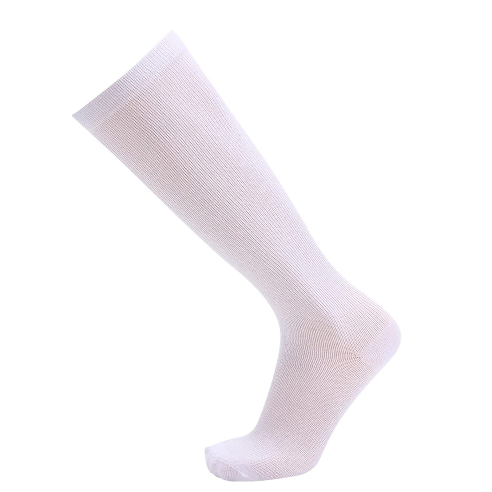 Unisex Compression Socks for Women & Men - 1 Pair Breathable Support Socks in White (Size L) - Ideal for Running, Travel & Circulation Support