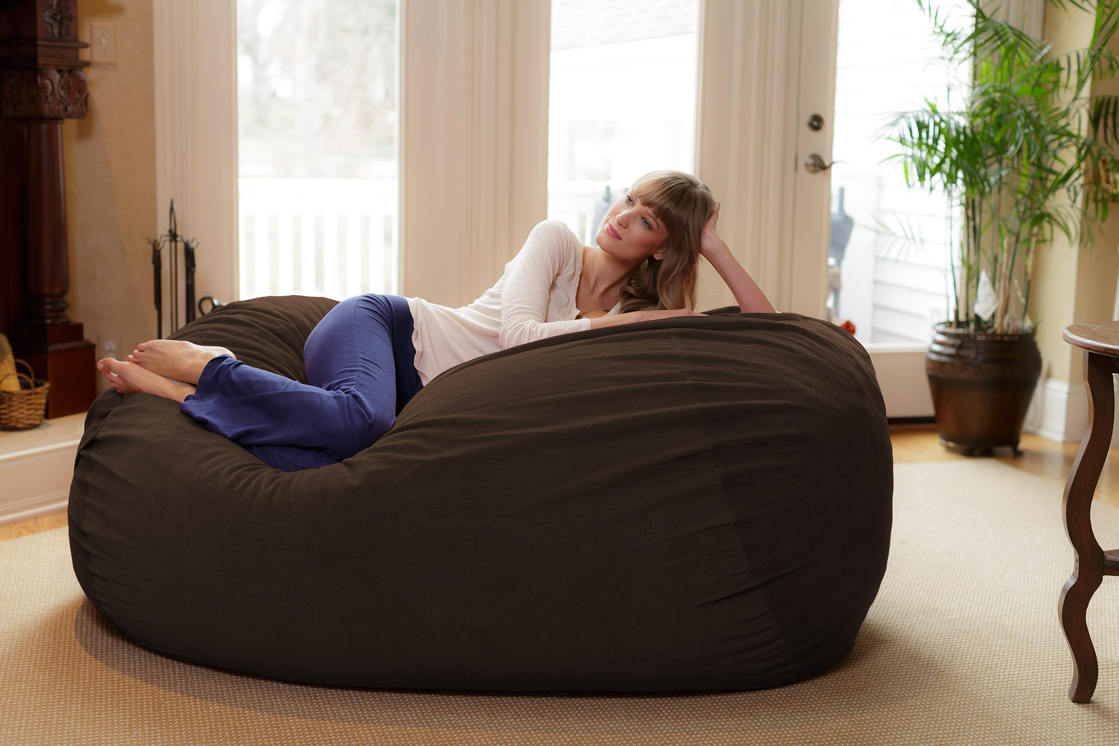 Chill Sack Bean Bag Chair - 6' Large Memory Foam Lounger with Soft Microfiber Cover (Brown Pebble) - Perfect for Living Rooms, Game Rooms & Dorm Relaxation