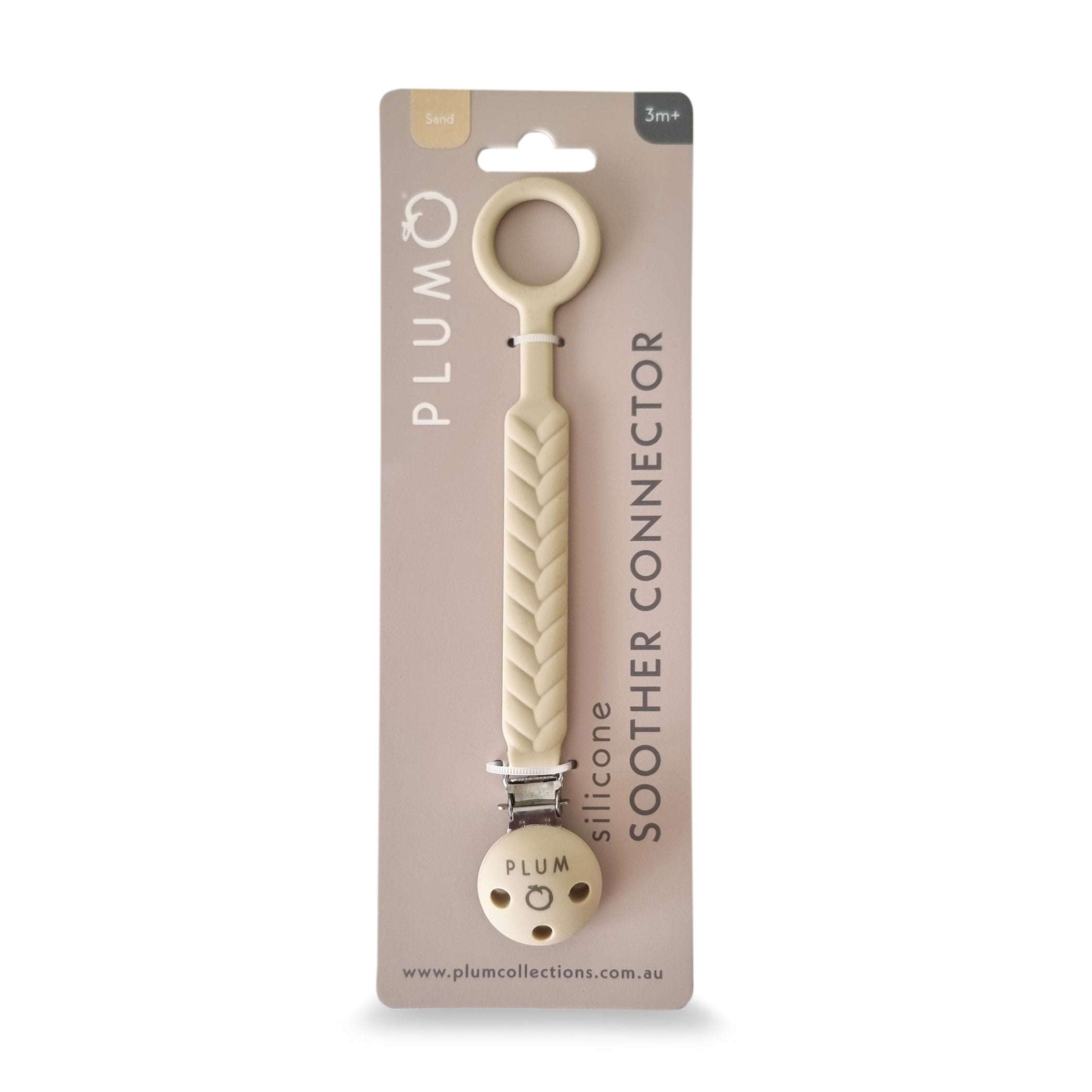 PLUM Silicone Soother Connectors Bundle - Sand & Nutmeg Colors | Pacifier Clips for Baby Essentials | Perfect for Strollers, Car Seats & Diaper Bags