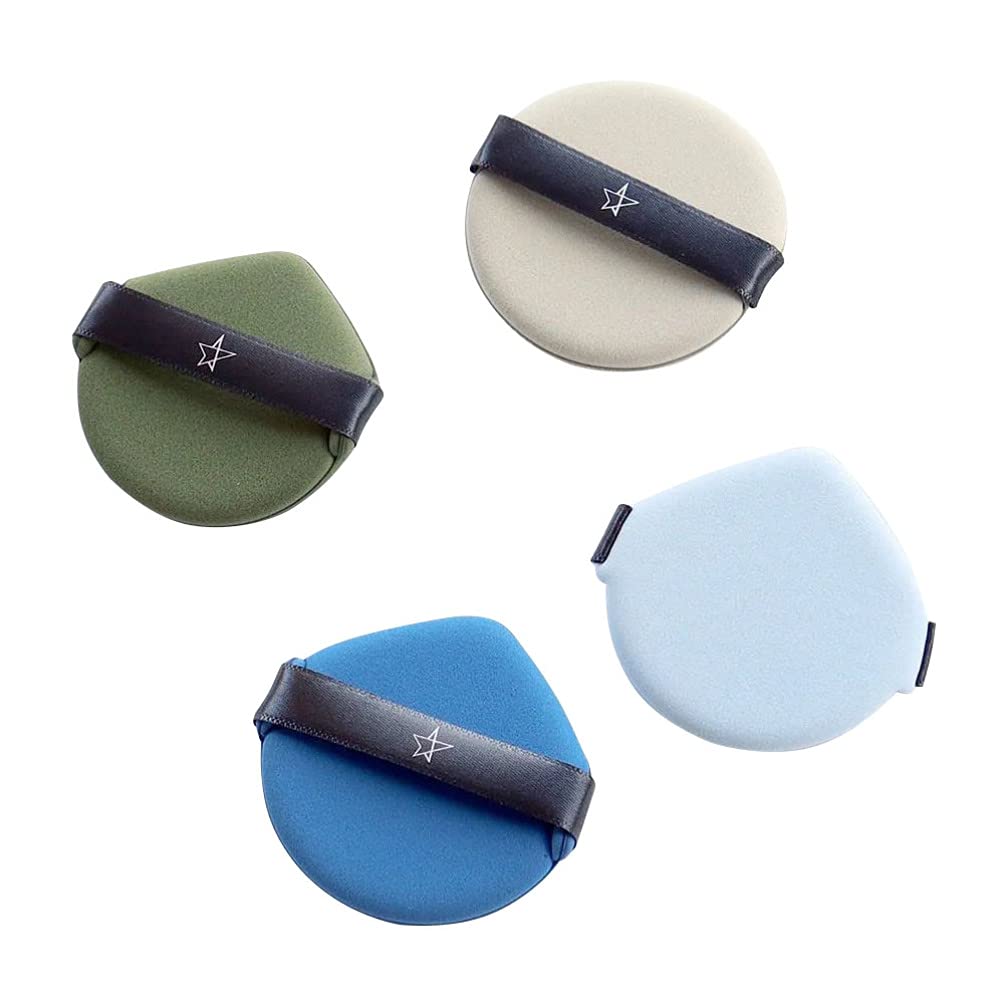 Beaupretty 4Pcs Premium Velour Powder Puffs - Soft Makeup Sponge for Loose & Pressed Foundation, Setting Powder - Perfect for Flawless Blending & Touch-Ups On-The-Go