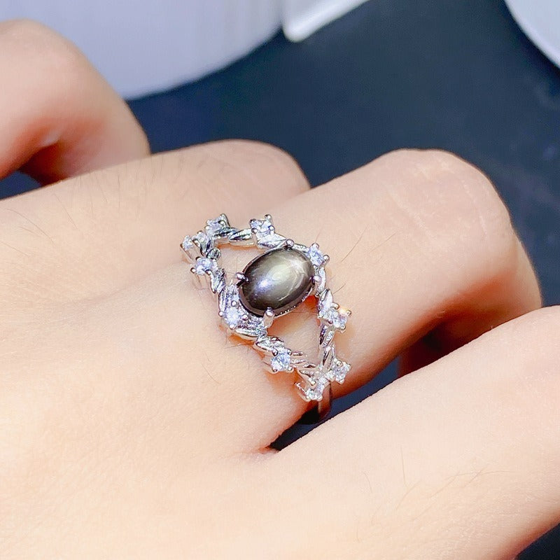 Starry Night Star Sapphire Rings for Women – Elegant Blue Gemstone Jewelry Gift for Birthday, Anniversary & Special Occasions
