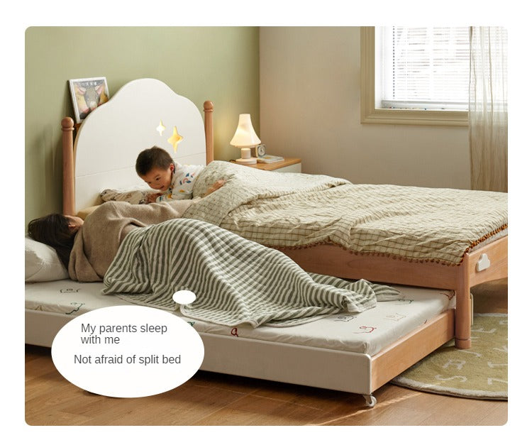 Solid Oak & Beech Wood Floor Bed with Pulley - Toddler Bed for Safe & Comfortable Sleep - Perfect for Montessori Bedrooms & Kids' Room Decor