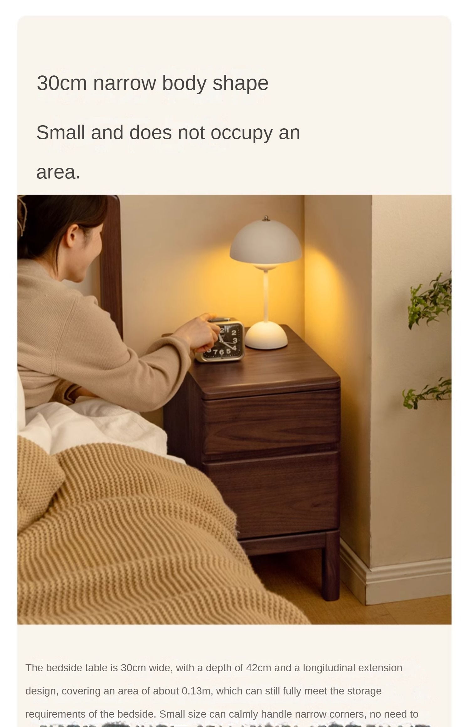 Premium Black Walnut & Ash Solid Wood Nightstand - Stylish Bedside Storage Table for Bedroom, Living Room, or Office