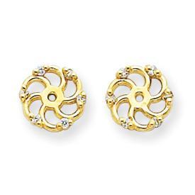 14KT Yellow Gold Round Diamond Earring Jackets for Women - Elegant Stud Enhancer Earrings for Daily Wear & Special Occasions