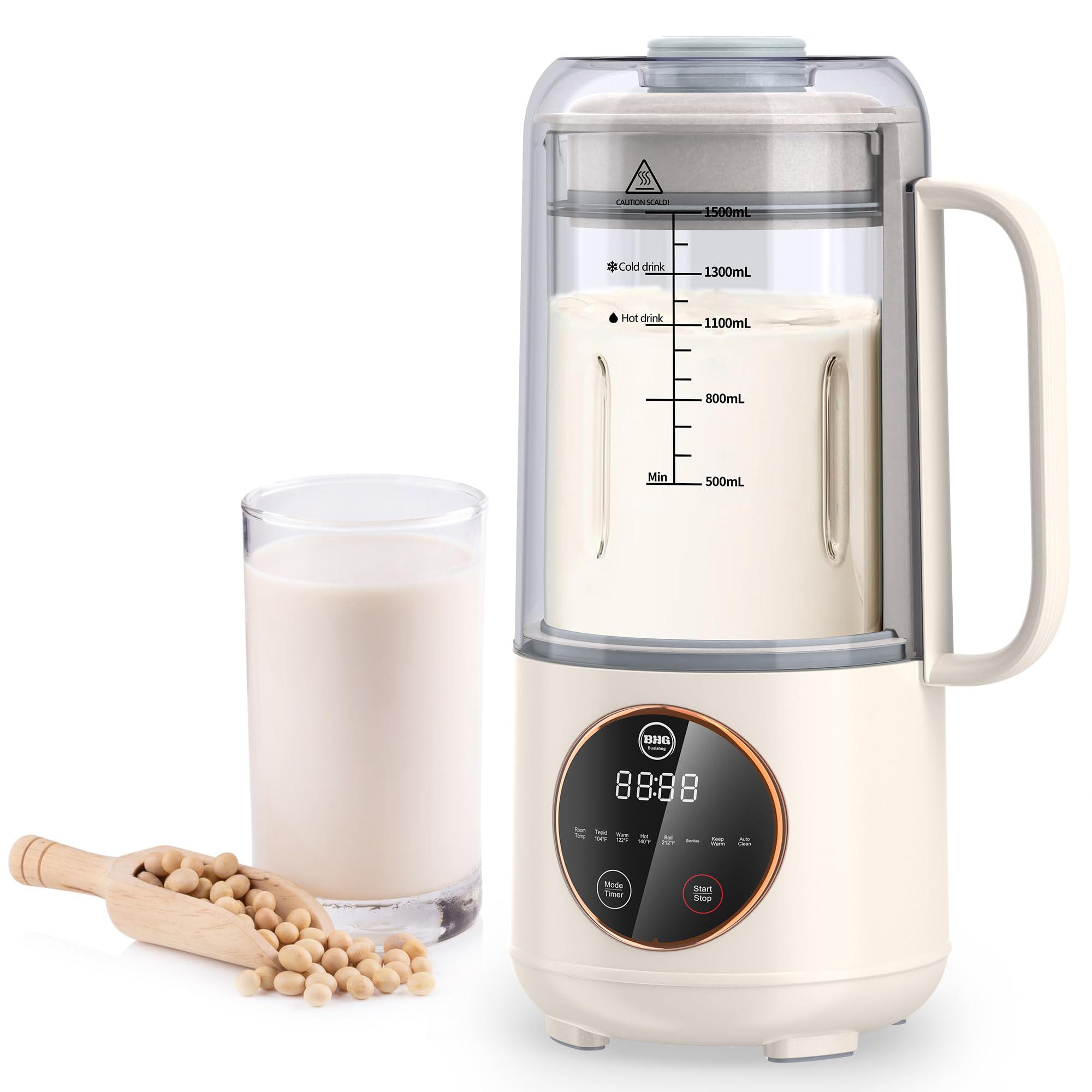 45oz Nut Milk Maker - 10-in-1 Plant-Based Milk Machine for Almond, Soy, Oat & Coconut Milk | Multifunctional with 12-Hour Timer, Auto-Clean, Keep Warm & Boil Functions | Perfect for Vegan, Keto & Dairy-Free Lifestyles | Great for Breakfast Smoothies, Coffee Creamer & Healthy Snacks